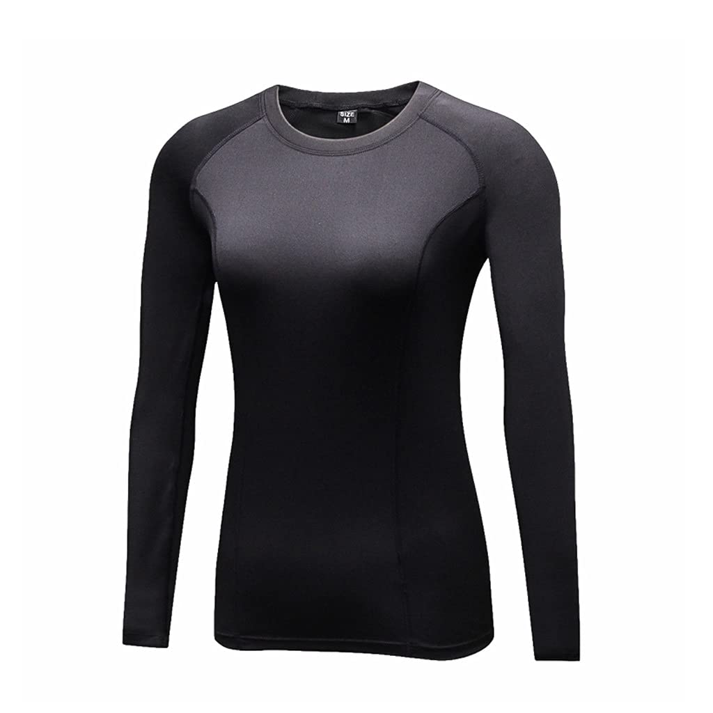 EKDSPW Women's Running Compression T-Shirt - Quick Dry Long Sleeve Workout Top for Fitness, Yoga & Gym (Black, XL) - Perfect for Marathon Training & Activewear