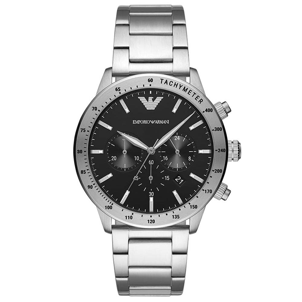 Emporio Armani Men's Chronograph Watch - 43mm Stainless Steel Case, Water Resistant, Fashion Luxury Timepiece | Perfect for Business, Casual Wear & Special Occasions