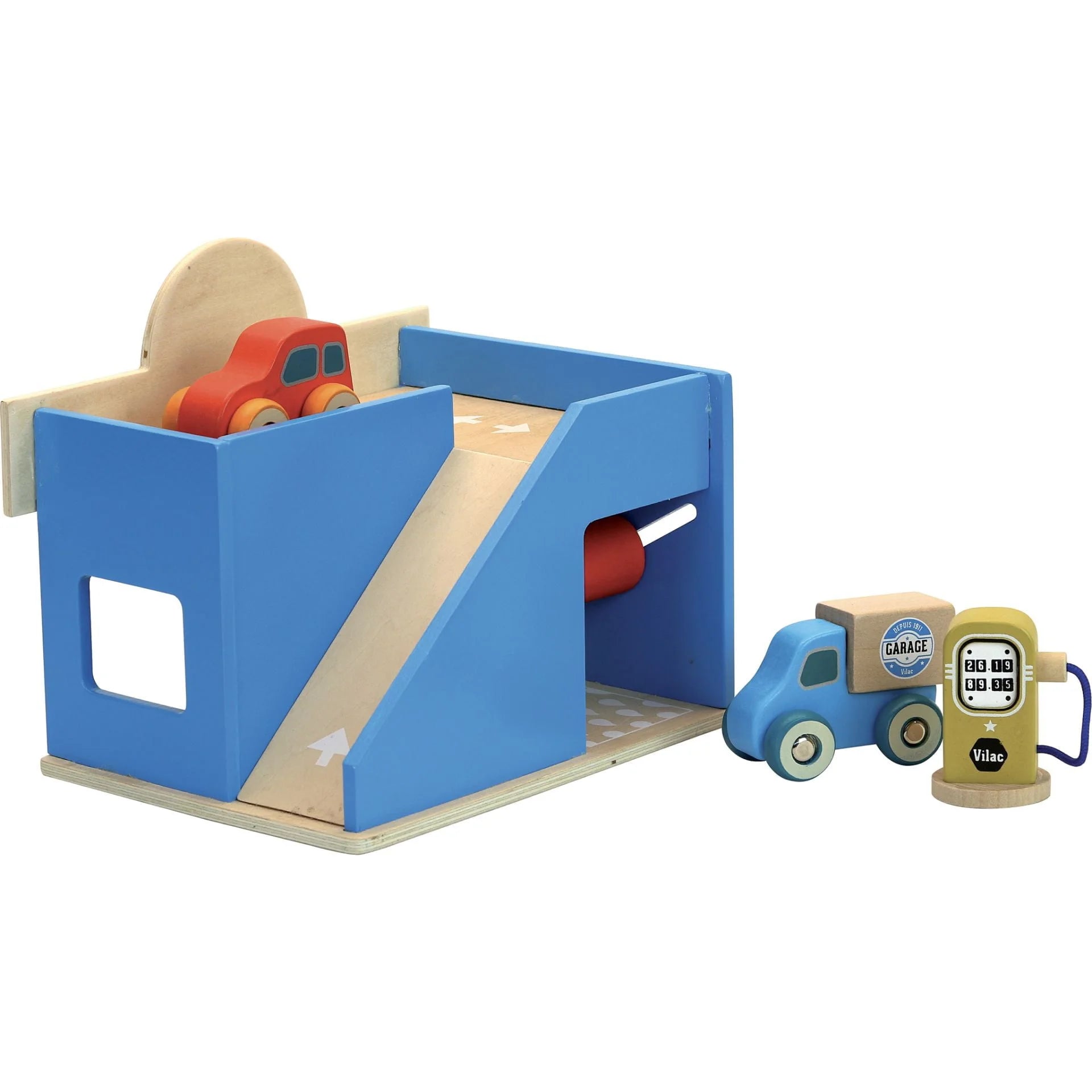 Vilac Vilacity Little Garage Toy Set - Wooden Car Parking Playset for Kids - Perfect for Pretend Play, Gift for Boys & Girls - Great for Home, Classroom & Playroom Fun