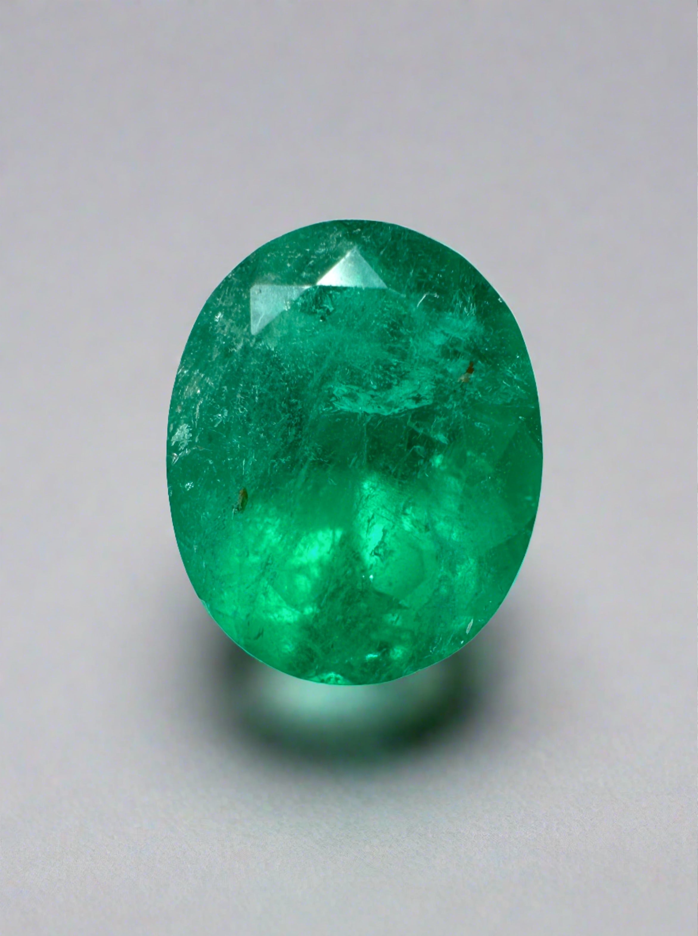 2.03 Carat 9x8mm Dark Green Natural Colombian Loose Emerald Gemstone - Oval Cut for Jewelry Making, Engagement Rings & Fine Collections