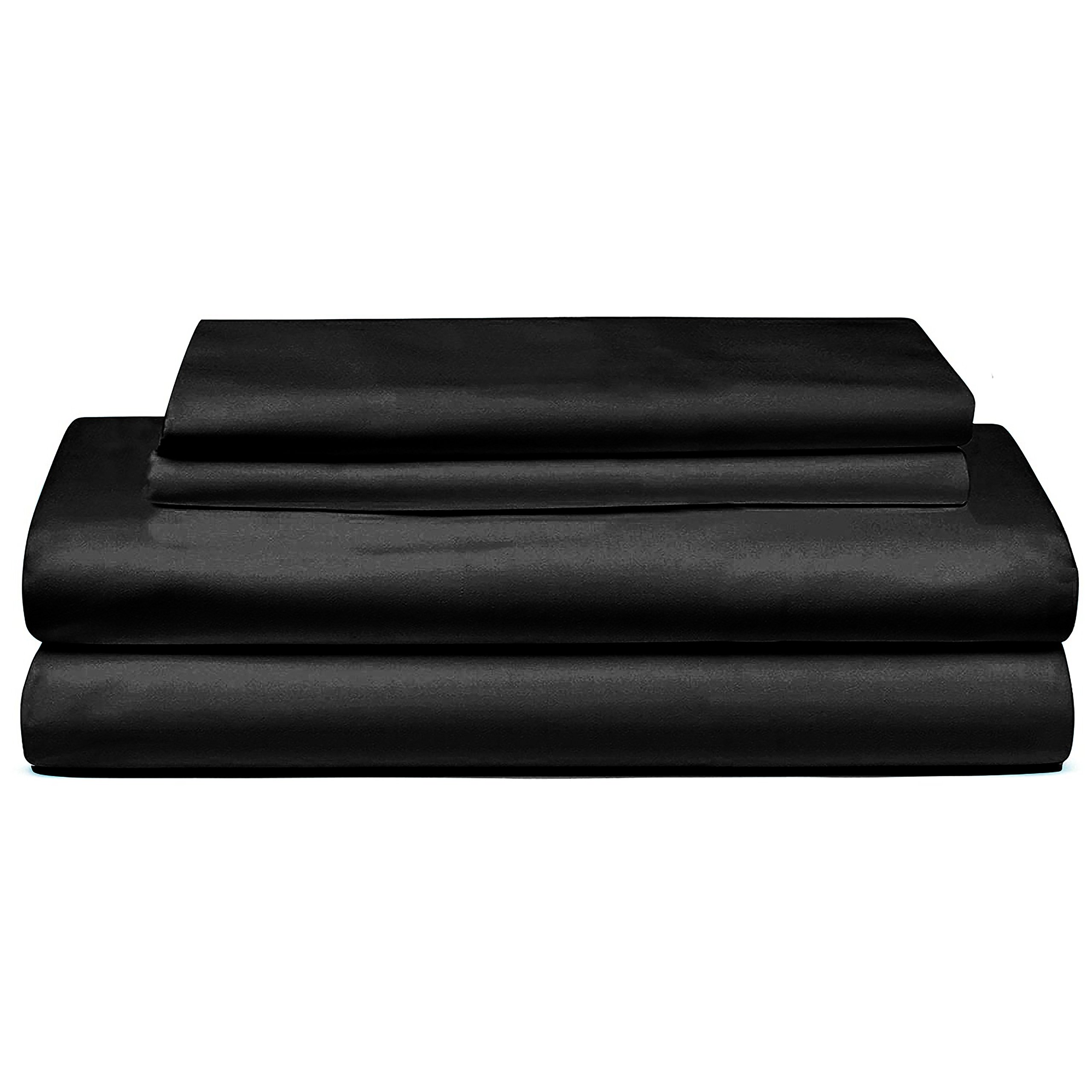 EVOLIVE Ultra Soft Brushed Microfiber 4-Piece Queen Sheet Set - 1 Flat Sheet, 1 Fitted Sheet & 2 Pillowcases (Black) | Luxury Bedding for Hotel-Like Comfort at Home