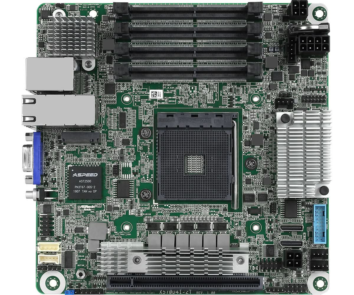 ASRock X570D4I-2T Mini ITX Motherboard for AMD Ryzen (Socket AM4) | High-Performance Gaming & Workstation PC Builds | Compact Design for Small Form Factor Cases