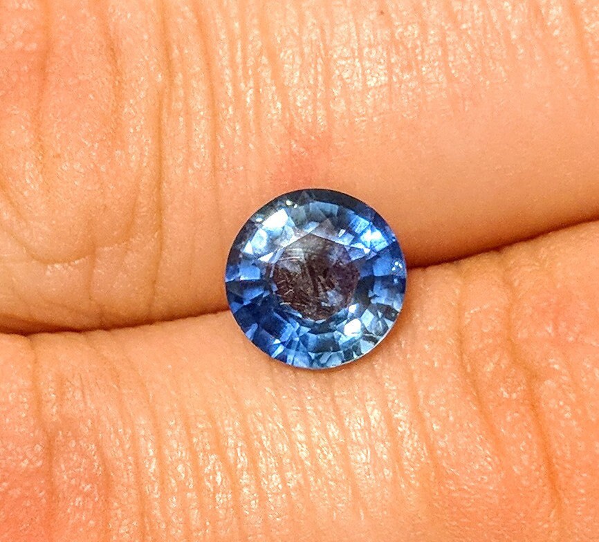1.91ct Natural Medium Blue Sapphire Loose Stone - 7mm Round VVS Clarity, September Birthstone, Cobalt Blue, Certified Solitaire Gem for Engagement Rings & Fine Jewelry