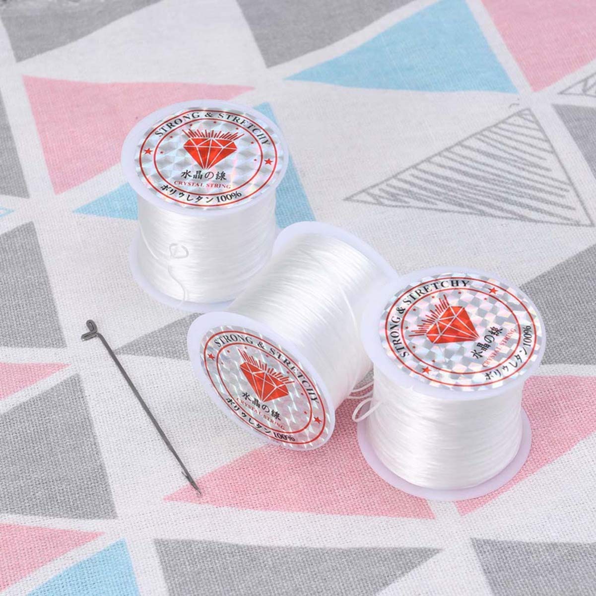 3-Piece Elastic Crystal Rope Set - Transparent Stretchable Thread for Jewelry Making, DIY Crafts, Beading & Scrapbooking - Perfect for Bracelets, Necklaces & Home Decor Projects
