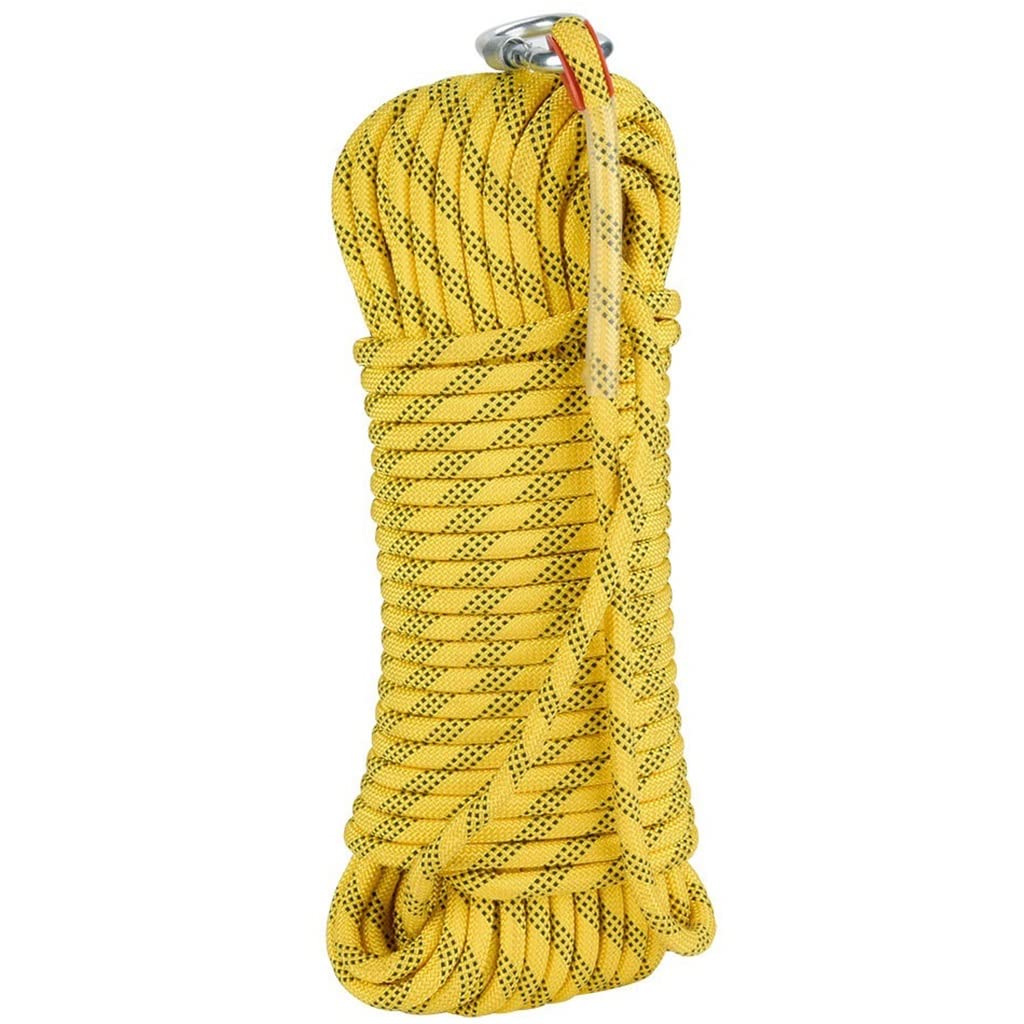 8mm Static Rescue Rope - 15m Yellow Escape Rope for Indoor/Outdoor Use, Fire Safety, Ice Climbing & Emergency Situations | Durable & Lightweight for Survival Kits, Hiking Gear & Disaster Preparedness