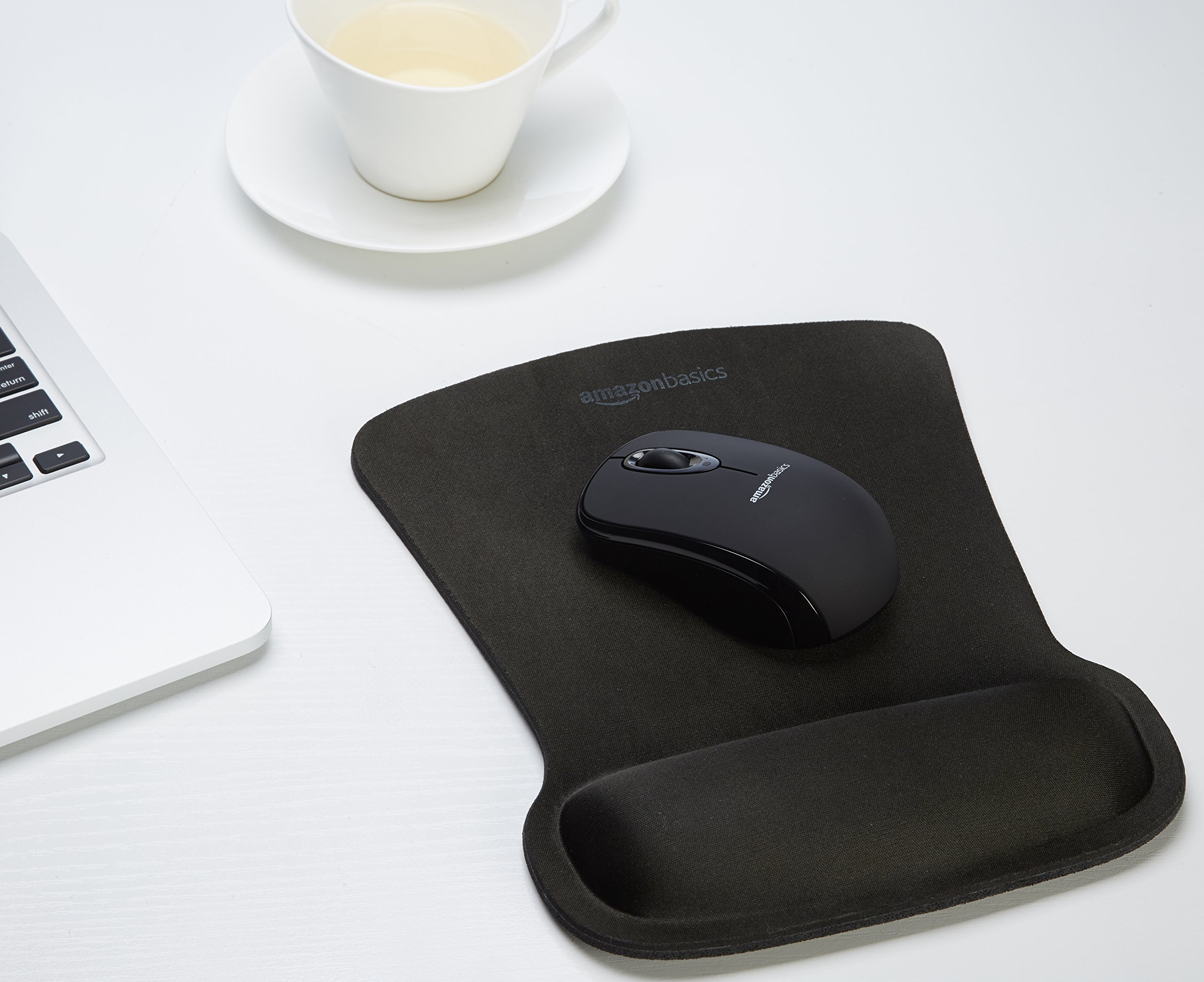 Amazon Basics Rectangular Gel Computer Mouse Pad with Wrist Support - Small Size, 20-Pack, Black - Ergonomic Office & Gaming Accessory for Comfortable Wrist Rest