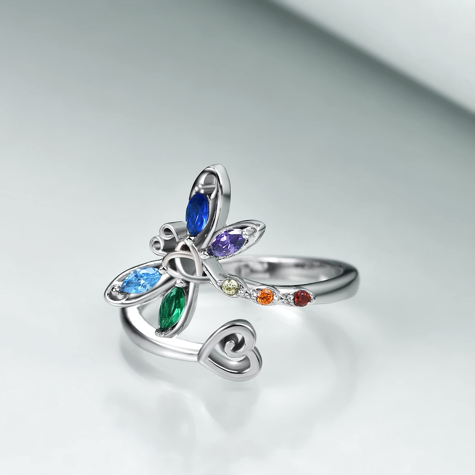 925 Sterling Silver Anxiety Rings for Women & Men - Frog, Wolf, Dragonfly, Hummingbird, Fox, Elephant, Panda, Red Panda & Angel Wings Designs | Open Adjustable Ring for Stress Relief & Fashion Jewelry | Perfect for Gifts, Meditation & Everyday Wear