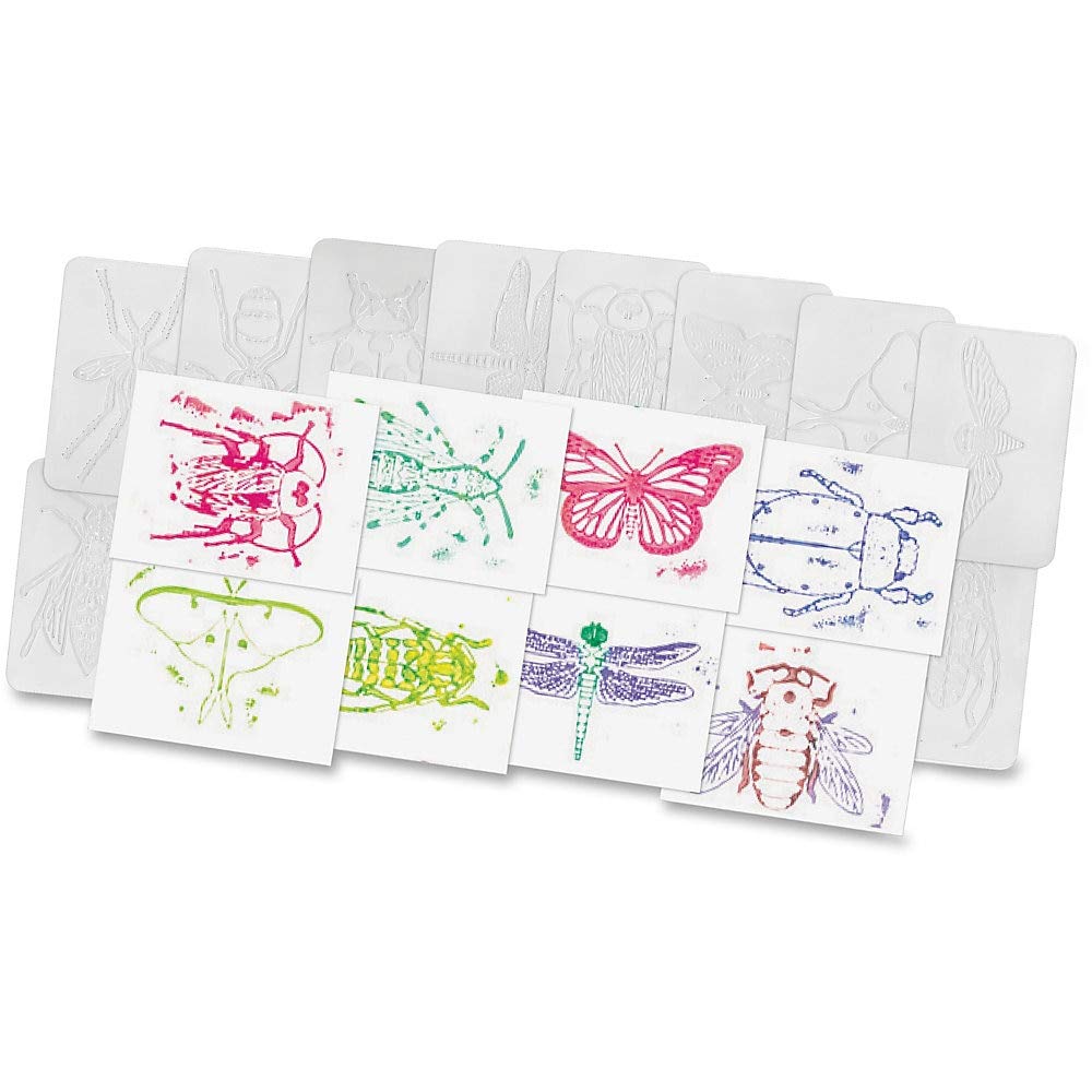 Authentic Insect Rubbing Plates - Educational Set of 16 for Kids Art & Science Projects | Nature Study Tools for Classroom & Homeschool Activities | Item R-5803 (Colors May Vary)