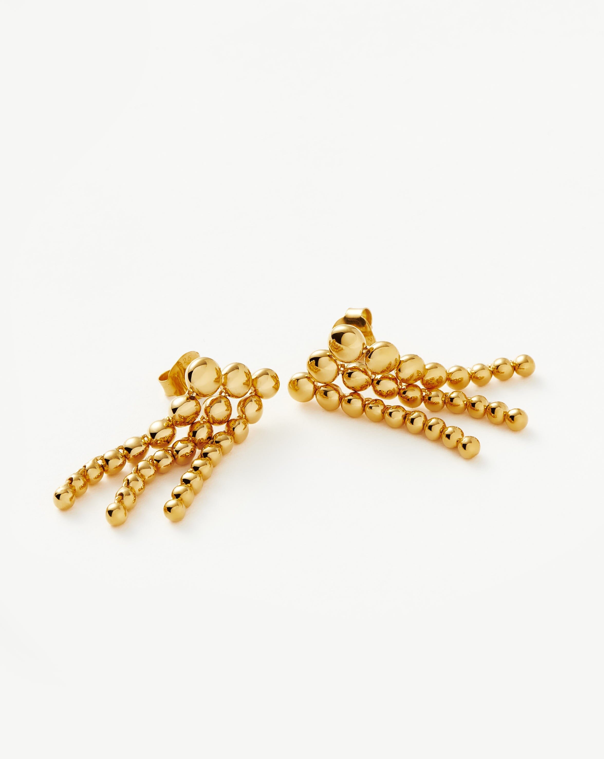 18k Gold Vermeil Beaded Waterfall Drop Earrings for Women – Elegant Dangling Jewelry for Parties, Weddings & Special Occasions