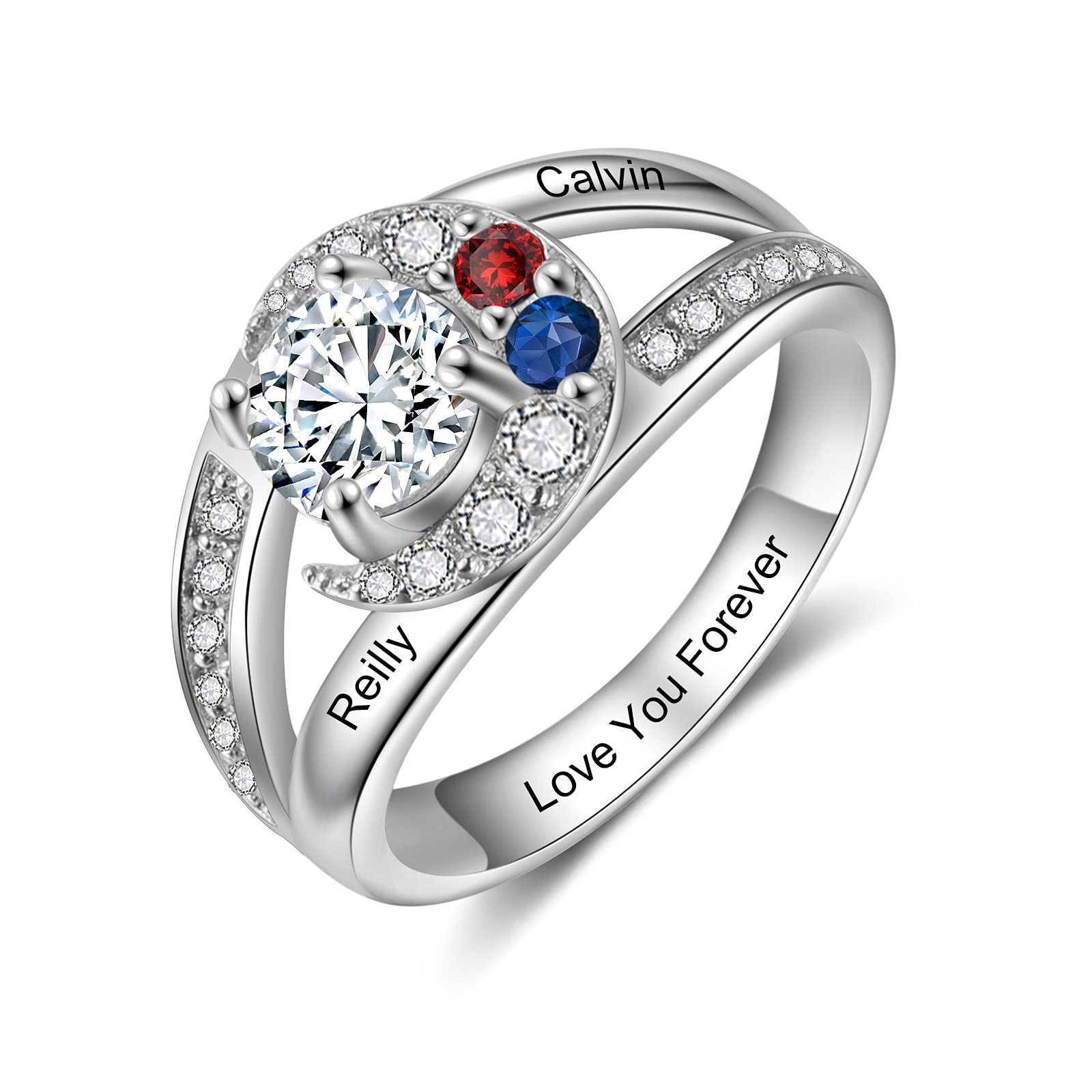 Custom Engraved Name Promise Rings for Women - Personalized Anniversary & Grandma Rings - Perfect for Valentine's Day, Proposals & Special Occasions