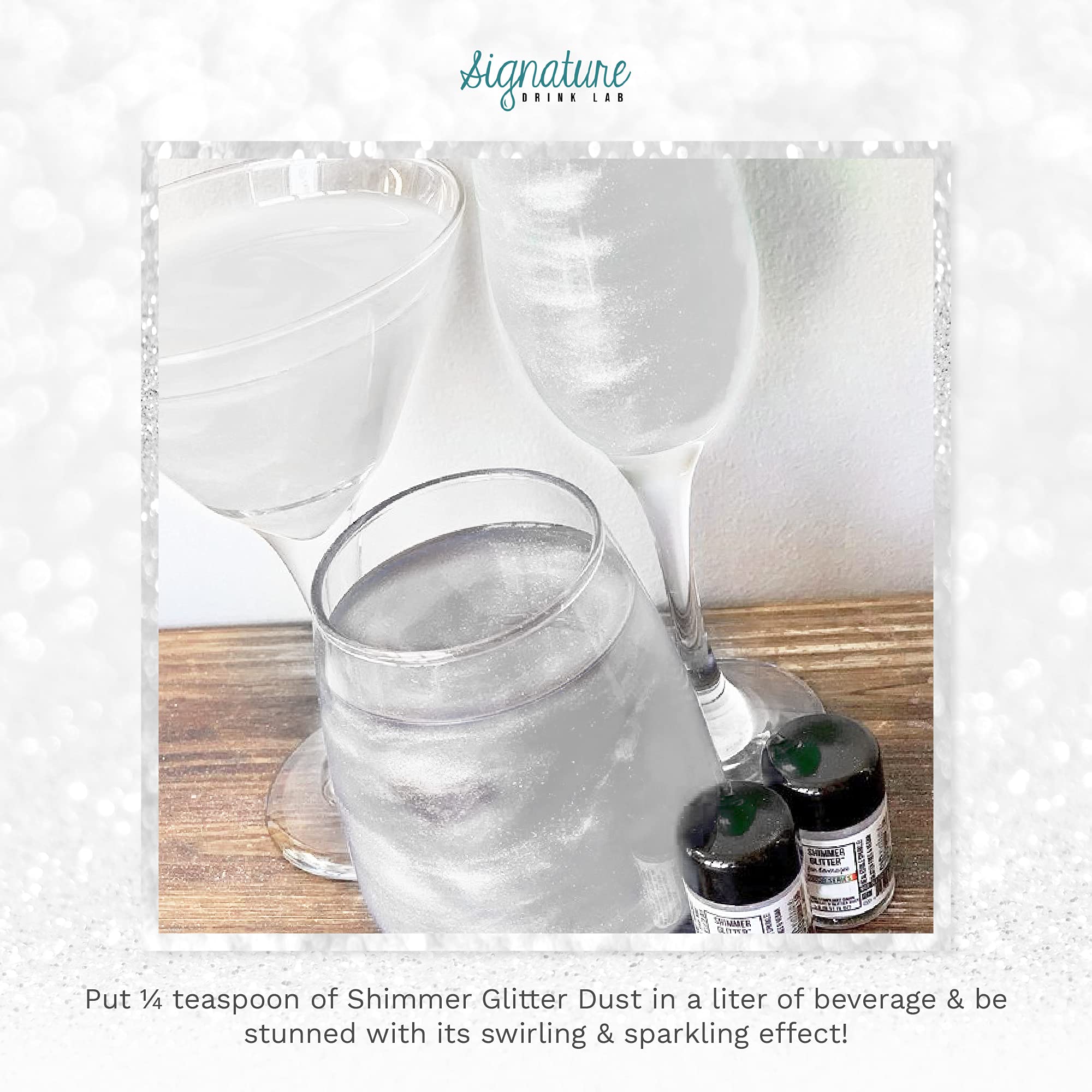Edible Glitter for Drinks - Food Grade Silver Shimmer Dust for Cocktails, Beer, Wine, Cakes & Desserts - 25g | Safe, Non-Toxic & Vegan-Friendly for Party Decorations & Baking