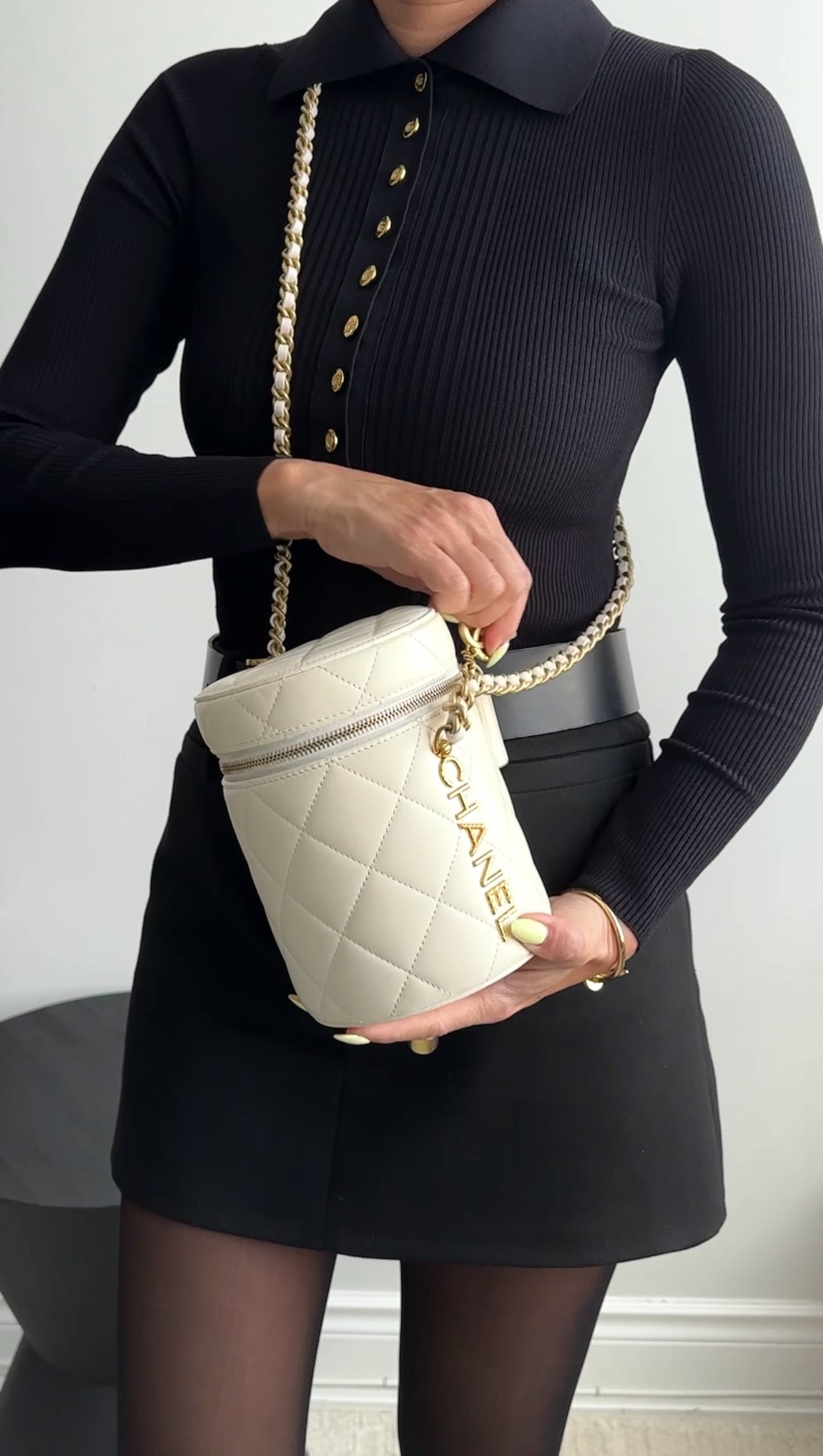 Chanel White Quilted Leather Side Note Vanity Bag - Luxury Crossbody Bag for Women, Perfect for Evening Parties & Date Nights
