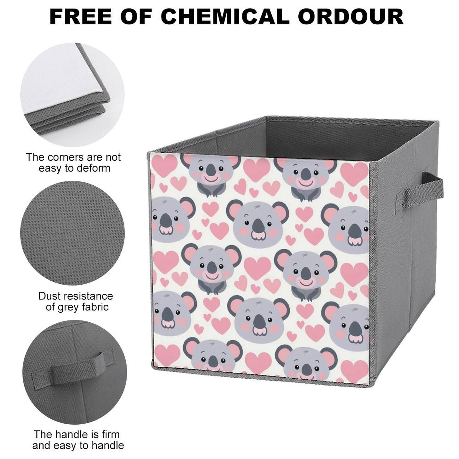 Cute Koala Storage Bins with Handles - Foldable Organizer for Home & Office