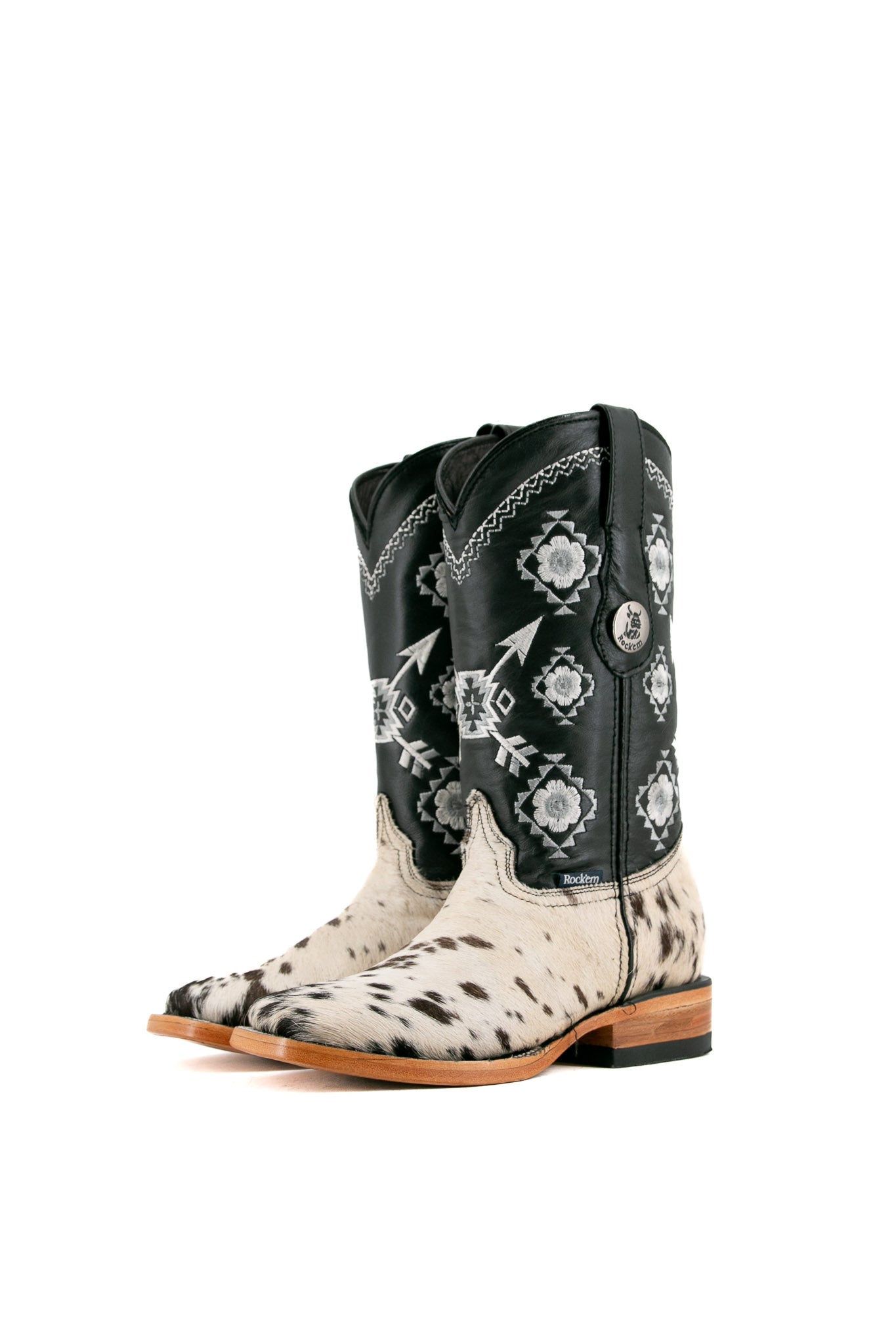 Women's Square Toe Cowhide Cowgirl Boots - Size 5 Western Boots for Women | Durable Leather Cowgirl Boots for Country Dancing, Rodeo & Casual Wear