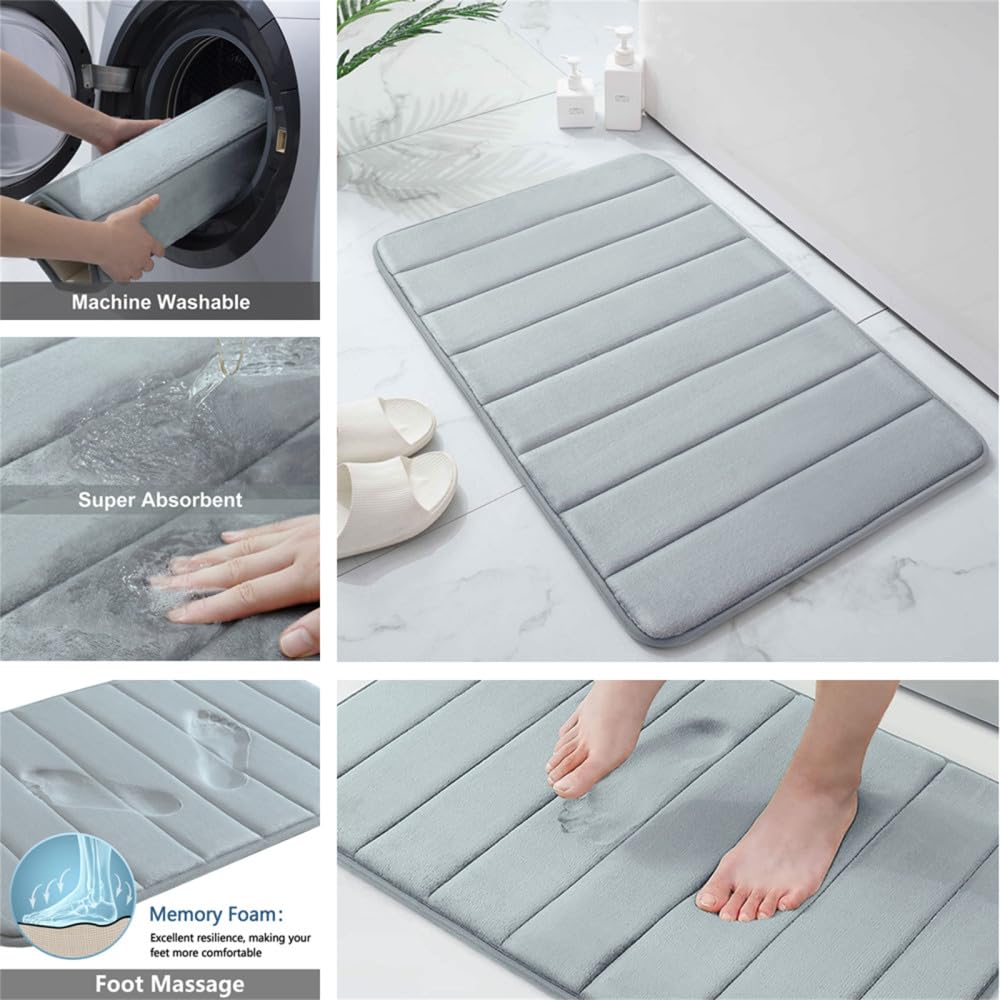 Premium Memory Foam Bath Mat - Ultra Soft Non-Slip Toilet & Shower Mat - 50x60cm U-Shaped Bathroom Floor Rug (Black) - Perfect for Bathroom Safety & Comfort, Ideal for Elderly & Kids