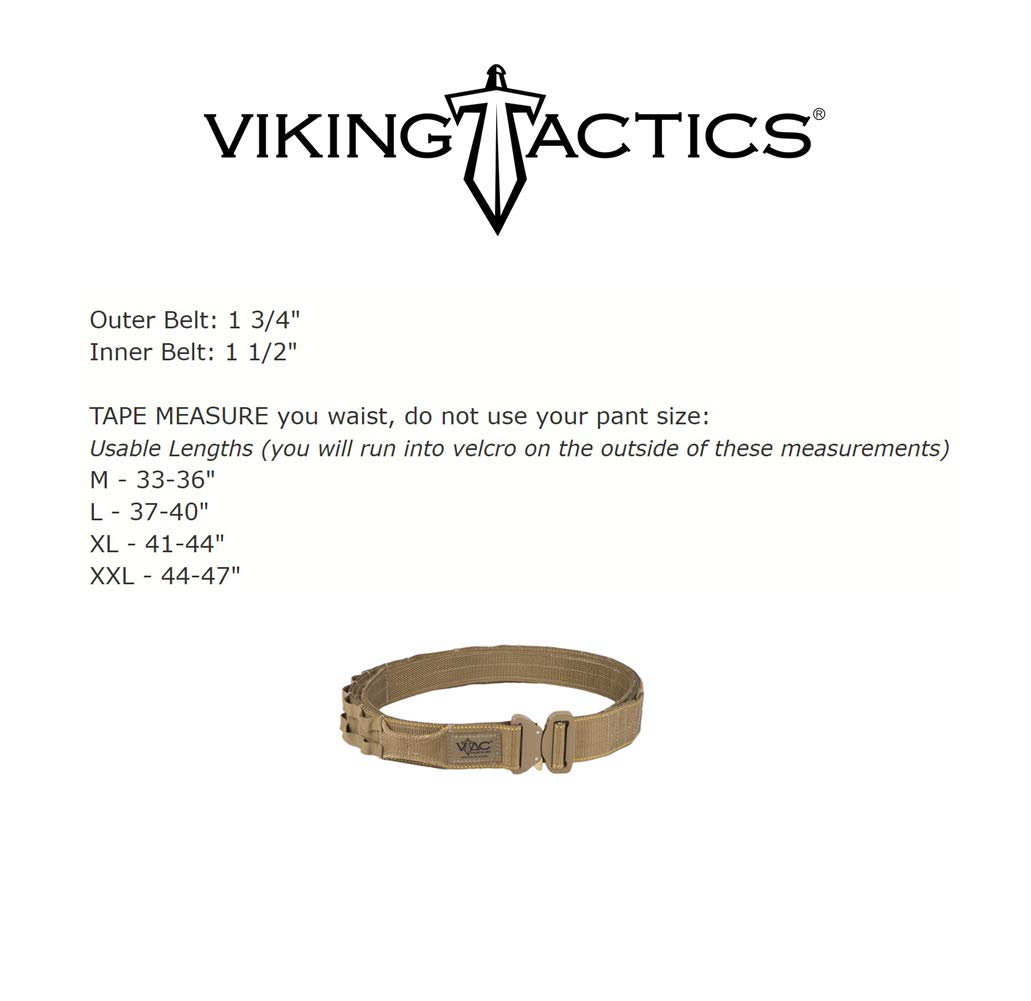 Viking Tactics Raze Belt - Durable Tactical Belt for Men - Adjustable Military Style Belt for Outdoor, Hiking & EDC - Heavy Duty Nylon Webbing Belt for Work & Survival Gear