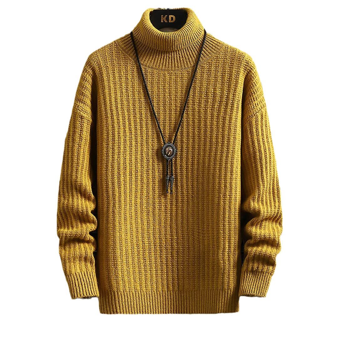 Men's Winter Turtleneck Sweater - Thick Warm Knit Pullover for Christmas & Casual Wear
