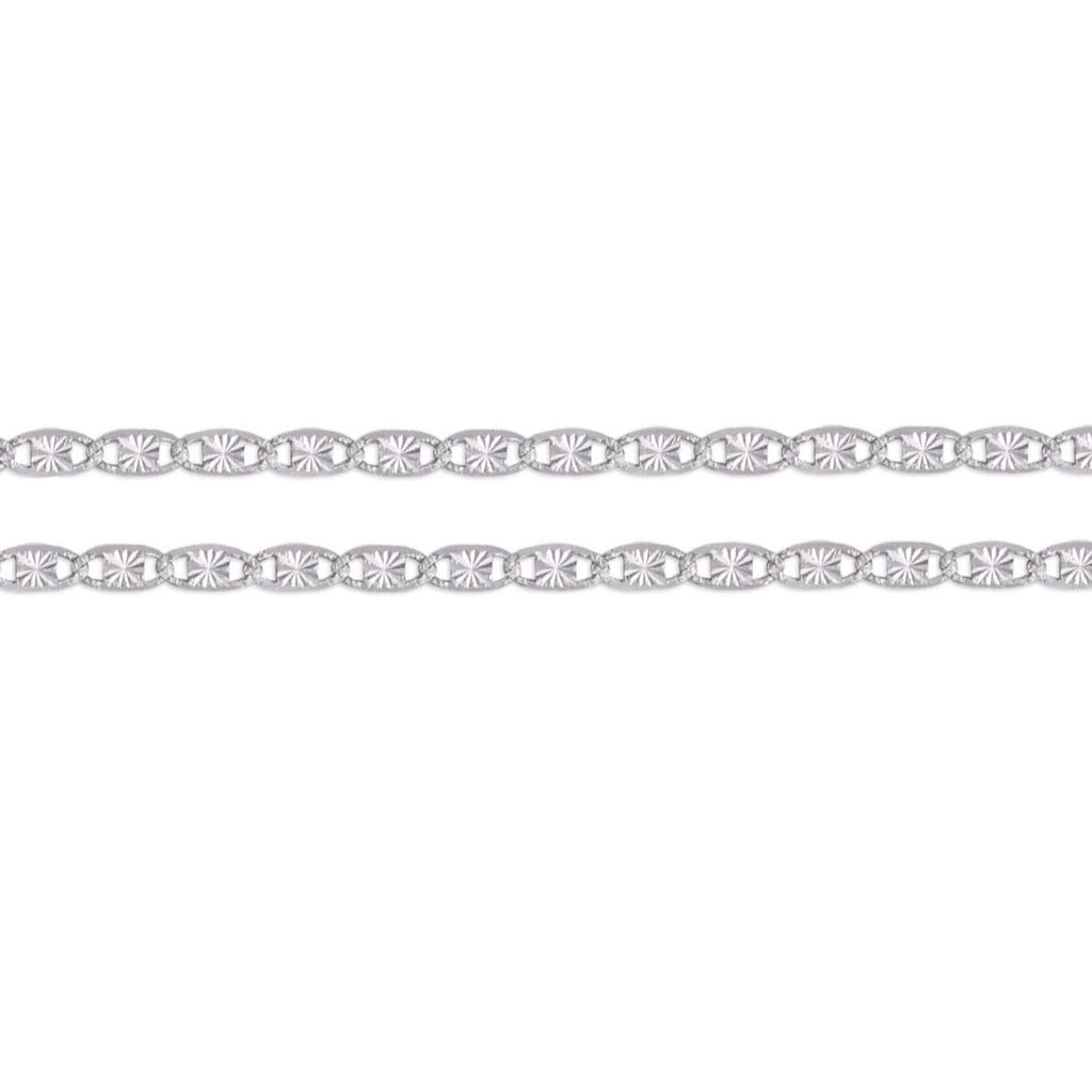 14K White Gold Valentin Chain Necklace for Women & Men - Italian Crafted Durable Link Jewelry - 16-24 Inch Length, 2.4-2.7mm Width - Perfect Shiny Gift for Anniversary, Birthday & Valentine's Day