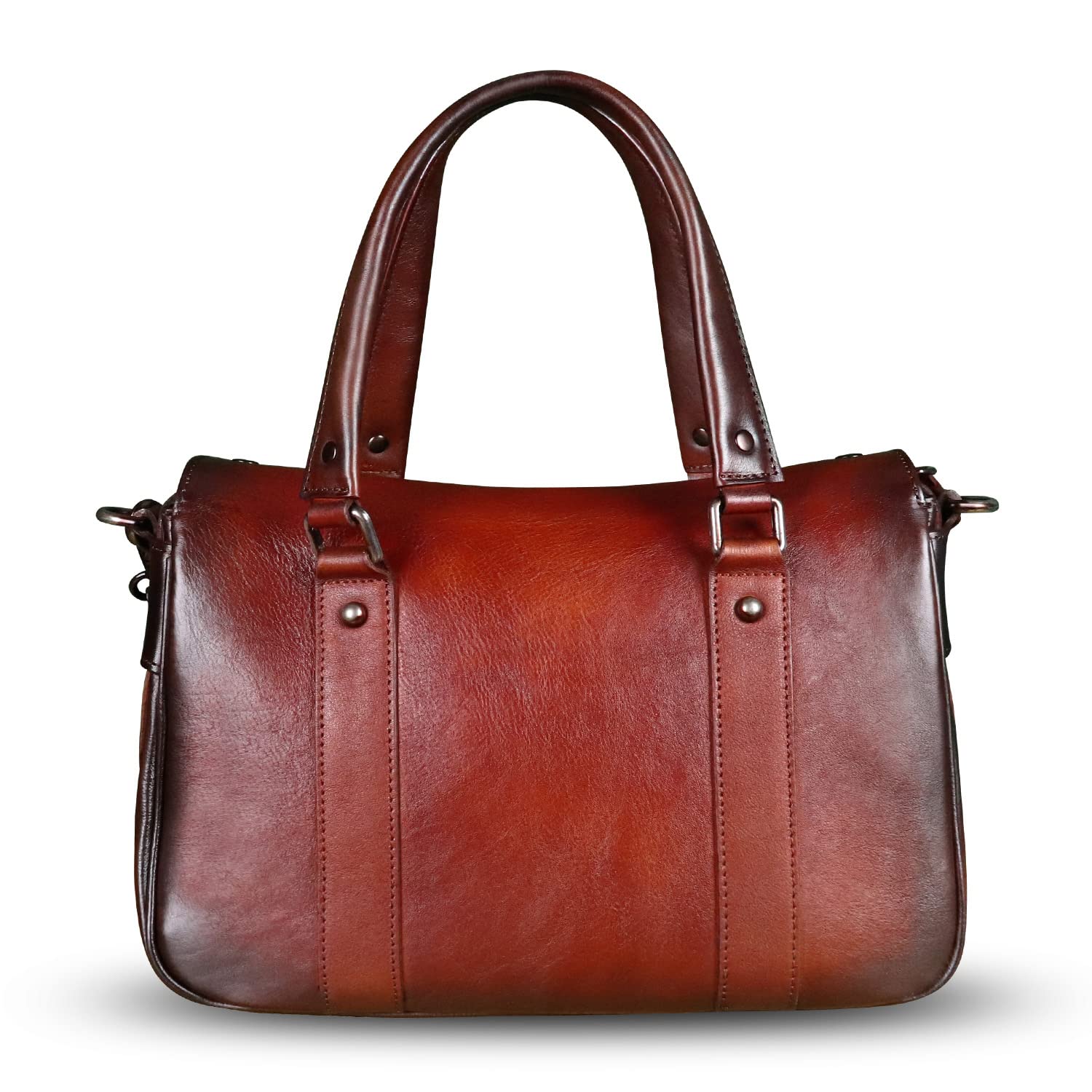 Genuine Leather Satchel Purse for Women - Retro Cowhide Handmade Top Handle Shoulder Bag - Designer Crossbody Purse - Perfect for Work, Travel & Everyday Use