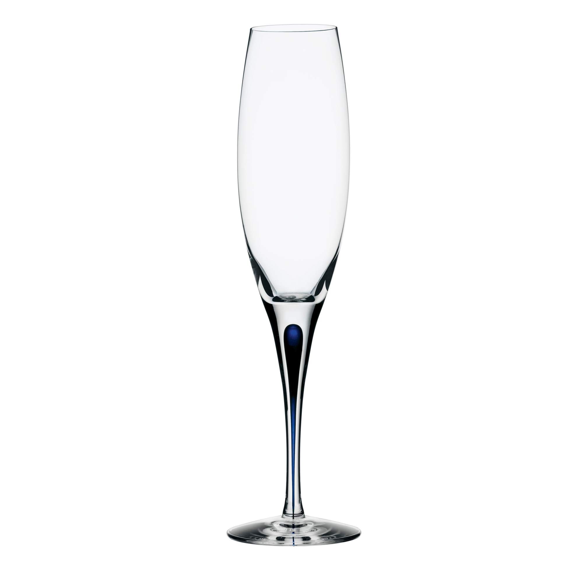 Orrefors Intermezzo 7 oz Champagne Flute - Set of 1, Elegant Clear & Blue Glass for Wedding Toasts, Anniversary Celebrations & Romantic Dinners - Premium Crystal Wine Glass for Sparkling Wine & Champagne