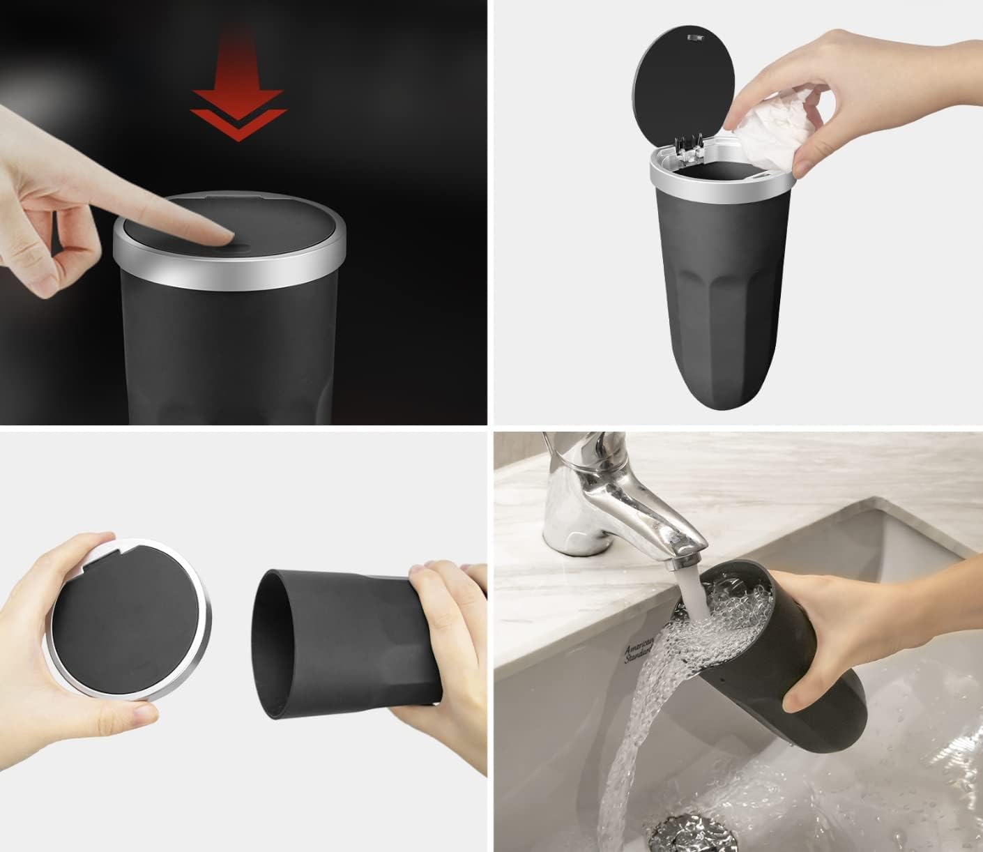 Pop-Up Car Trash Can with Lid - Fits Most Cup Holders & Door Pockets - Vehicle Garbage Bin for Cars, Trucks & Vans - Perfect for Road Trips, Commuting & Keeping Your Car Clean - Universal Auto Waste Organizer
