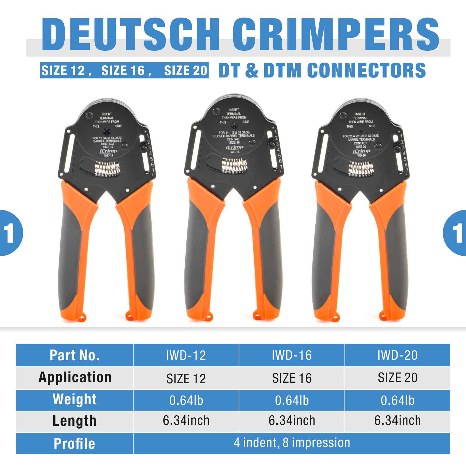 Premium iCrimp Deutsch Crimper Kit & DT Connector Kit with Stamped Contacts - Professional Automotive Electrical Wiring Tool Set for Truck, Trailer, and Heavy Equipment Repairs