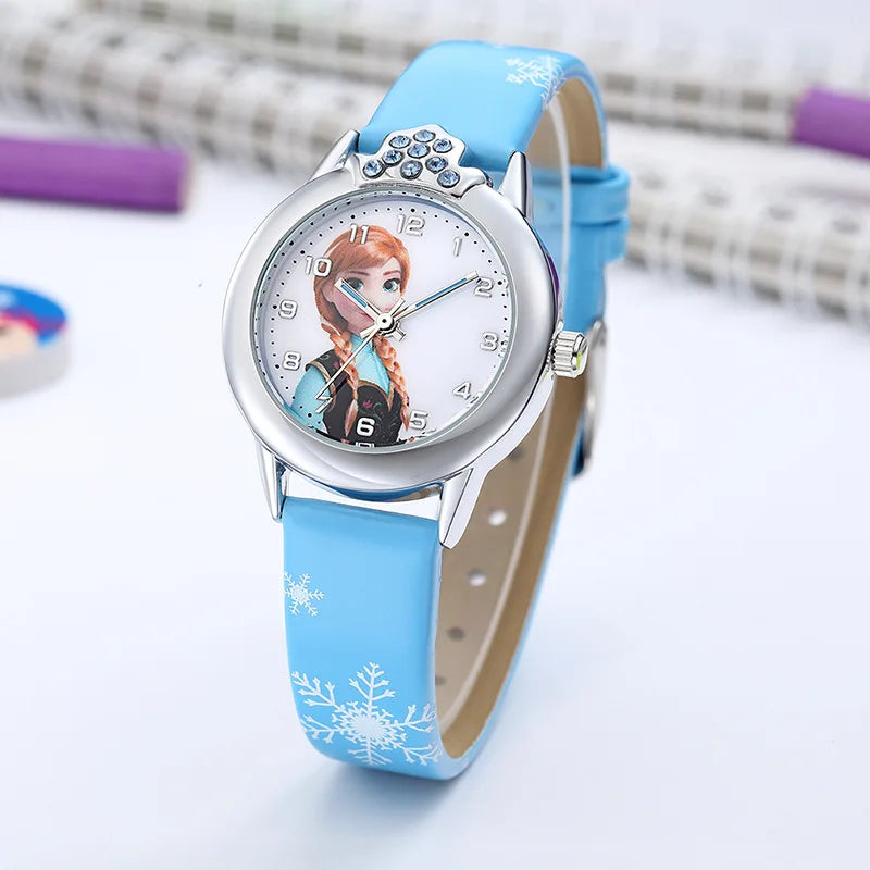 Premium Frozen-Themed Wristwatch for Kids & Collectors - Disney Inspired Elsa Anna Watch - Perfect for Birthday Gifts, Cosplay & Movie Fans (Blue/White)