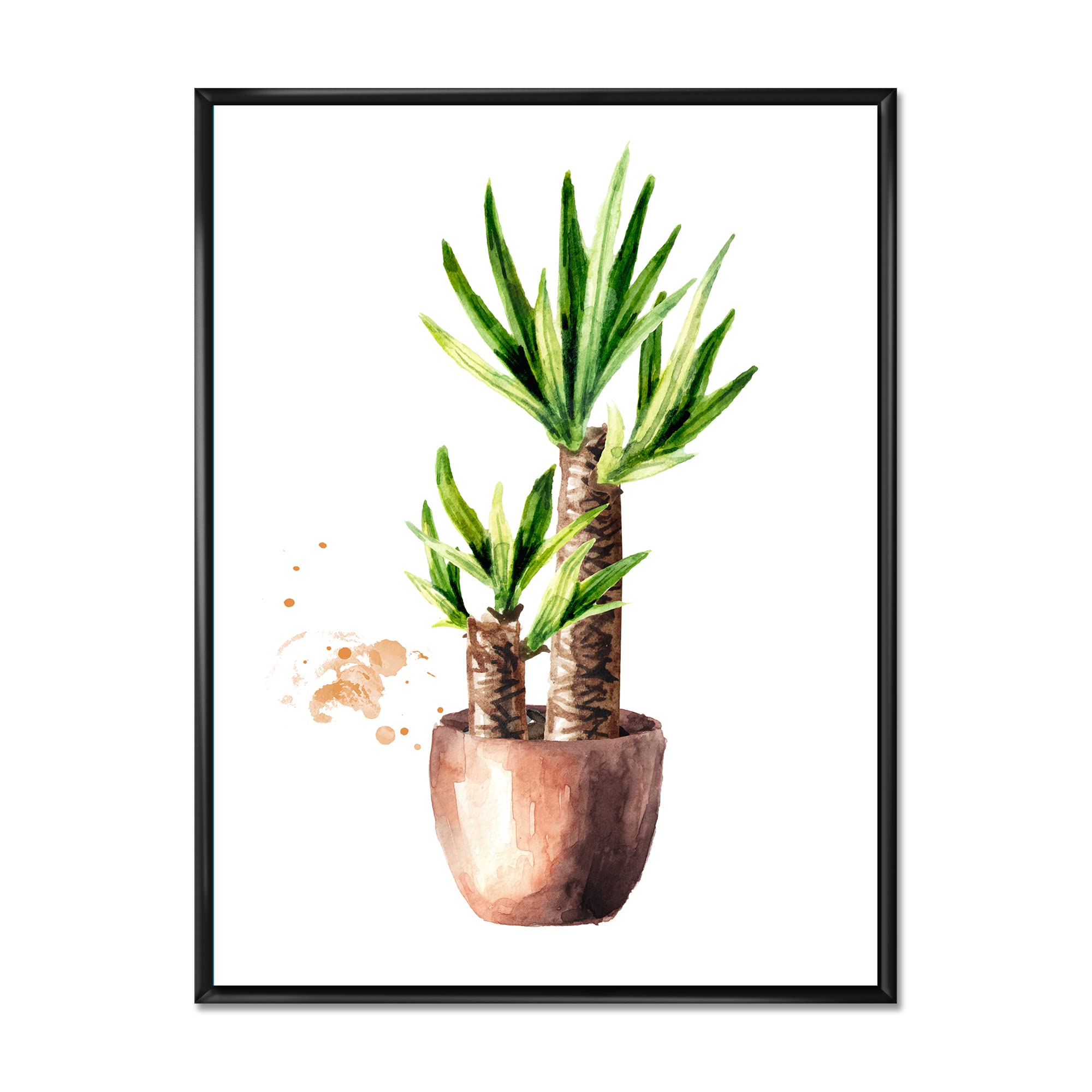 DesignQ Yucca Tree in Ceramic Pot - Traditional Framed Canvas Wall Art Print for Home & Office Decor | Perfect for Living Room, Bedroom or Workspace