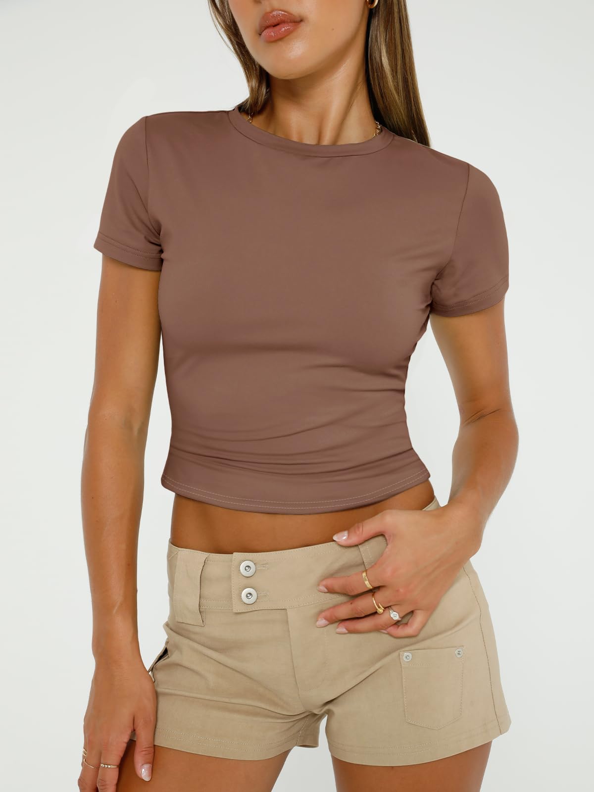 AUTOMET Women's 3-Piece Short Sleeve Basic T-Shirt Set | Slim Fit Crop Top | Y2K Fashion 2025 | Casual Outing, Streetwear & Summer Outfits