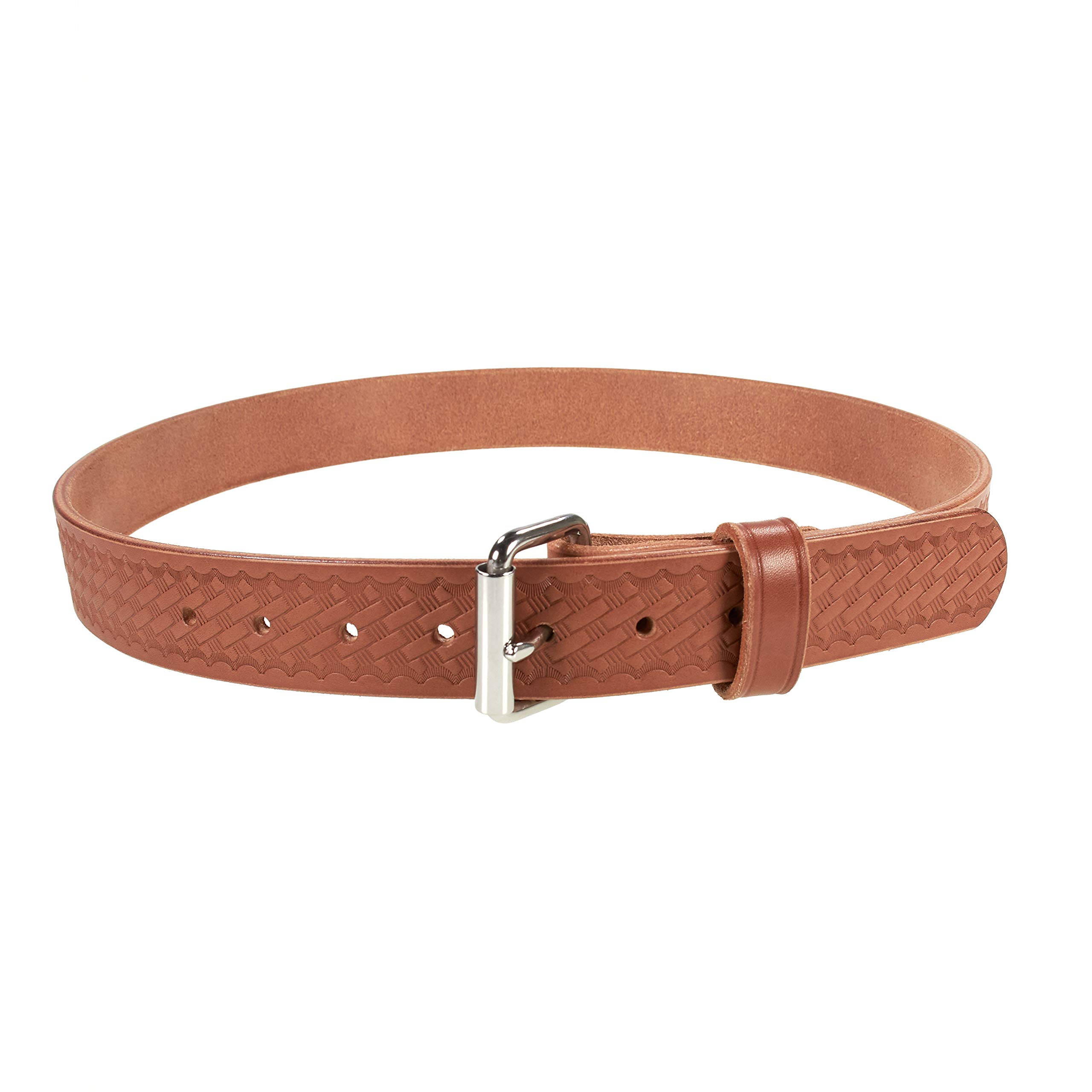 Old Timer Heavy Duty 14 oz Leather Gun Belt - Basketweave Embossed Concealed Carry CCW Belt - Handmade in USA - Perfect for Everyday Wear & Tactical Use