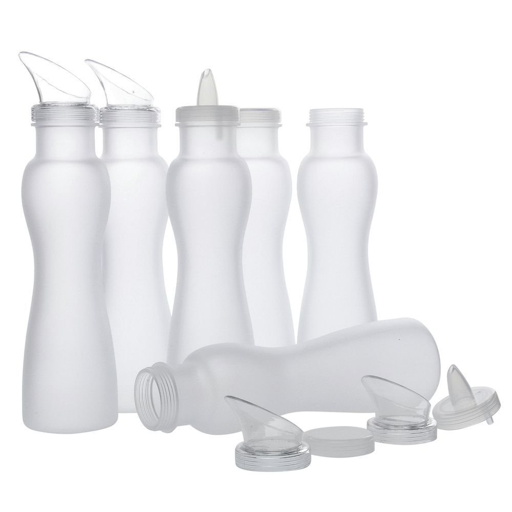 32 oz Clear Plastic Salad Dressing Bottles with 24 Lids - BPA-Free Squeeze Condiment Containers for Restaurant, Kitchen & Catering Use