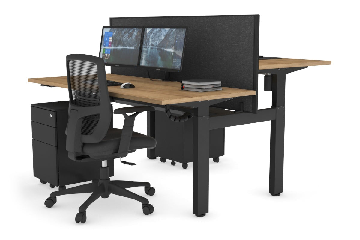 Adjustable Height 2-Person H Bench Workstation - Black Frame [1600L x 700W] - Perfect for Office, Workshop & Collaborative Workspaces