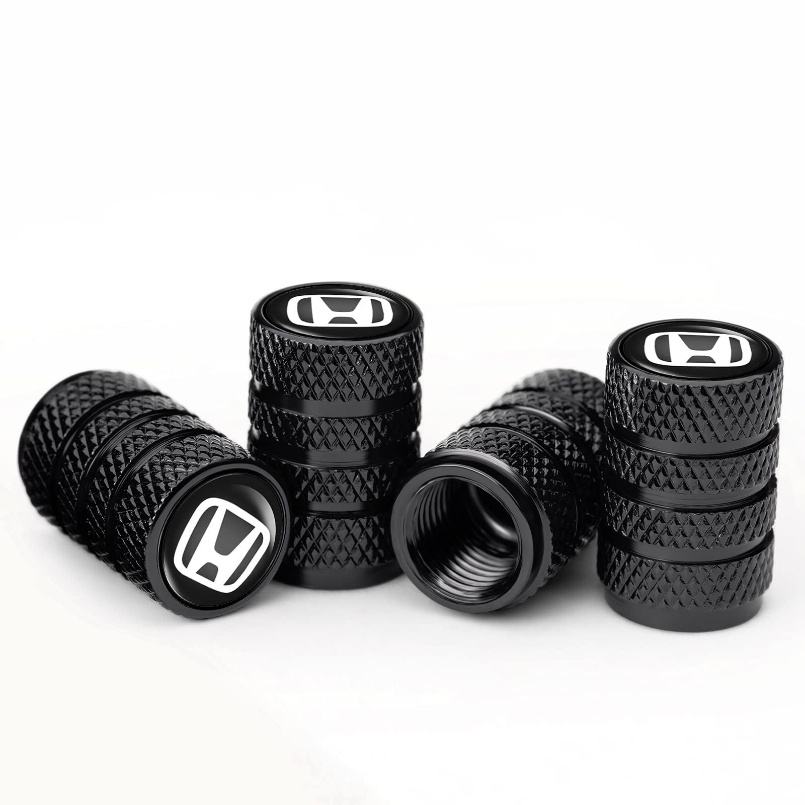 4 Pack Black Tire Valve Stem Caps - Universal Fit for Honda Accord, Civic, CR-V, Pilot | Durable Car Accessories for Cars, SUVs, Trucks & Motorcycles - Perfect for Road Trips & Off-Road Adventures