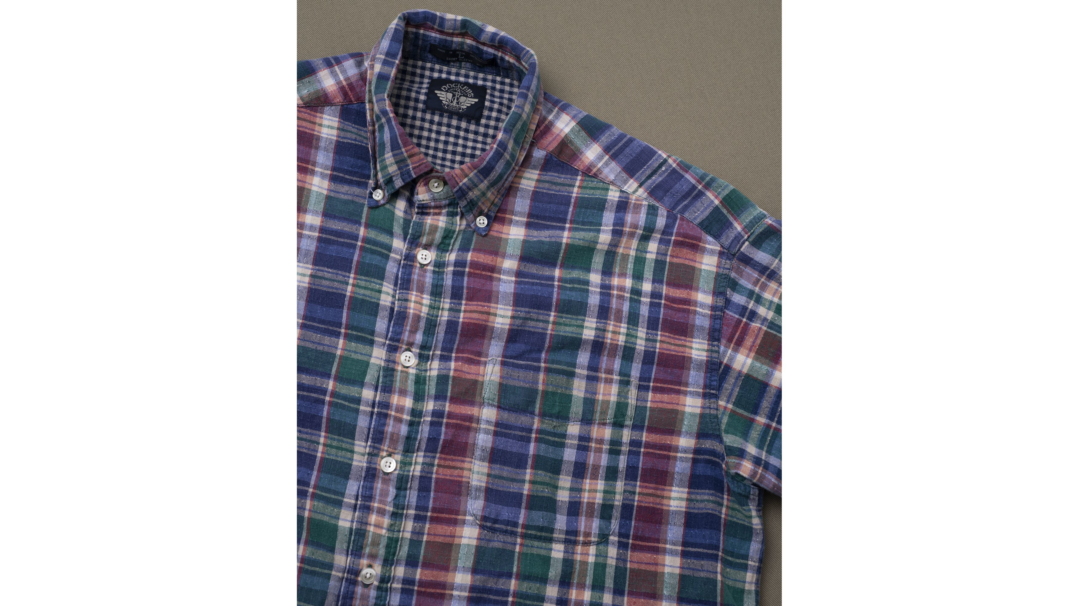 Navy Plaid Shirt for Men - Classic Casual Button Down Shirt with Long Sleeves - Perfect for Office, Date Night & Outdoor Activities