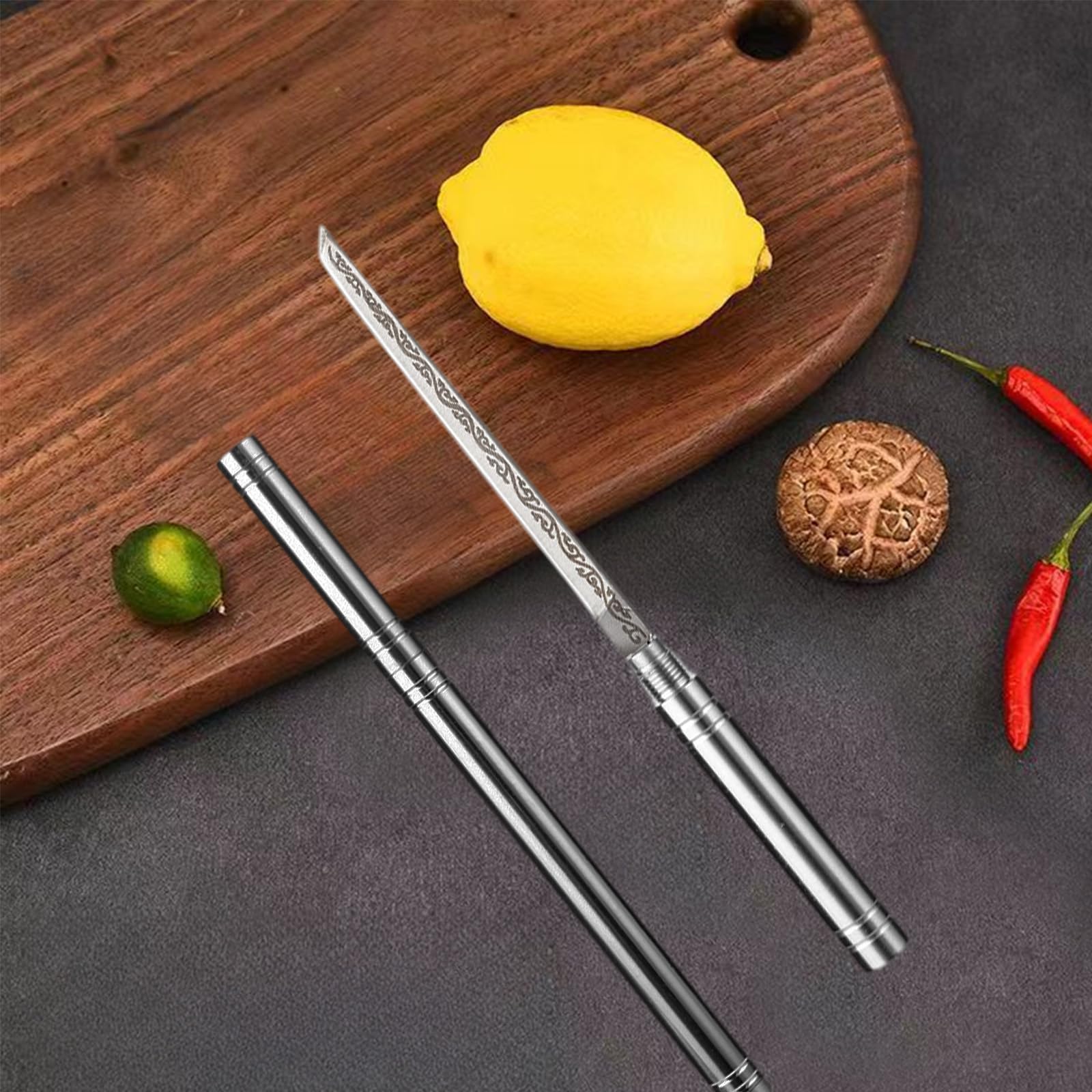 Stainless Steel Portable Fruit Knife with Sheath - 2 Pack Multipurpose Mini Knife for Camping, Hiking, Picnics & Outdoor Activities | Sharp Blade with Protective Cover for Peeling, Slicing Fruits & Vegetables