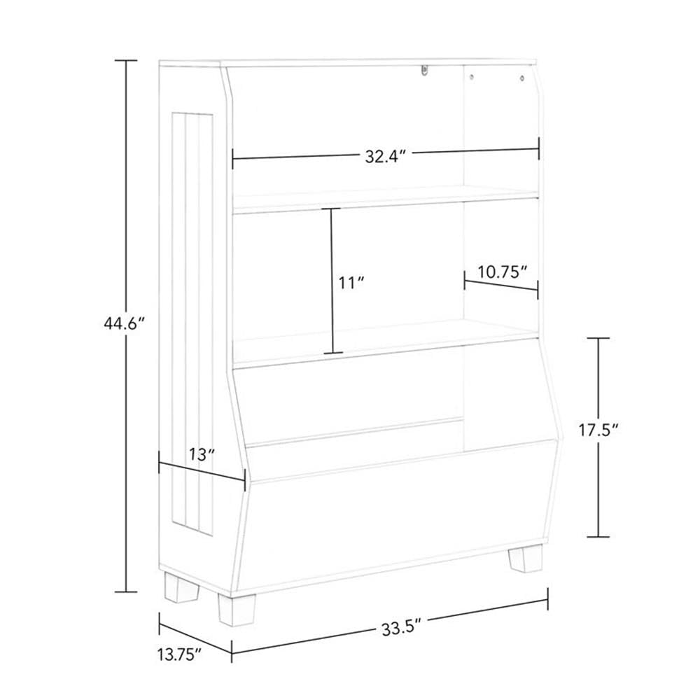 RiverRidge White Kids Bookshelf with Storage Bins - Toy Organizer & Book Shelf with 2 Open Shelves and Spacious Veggie Bin - Perfect for Nursery, Playroom, and Classroom Storage of Books, Toys, Games, and Puzzles