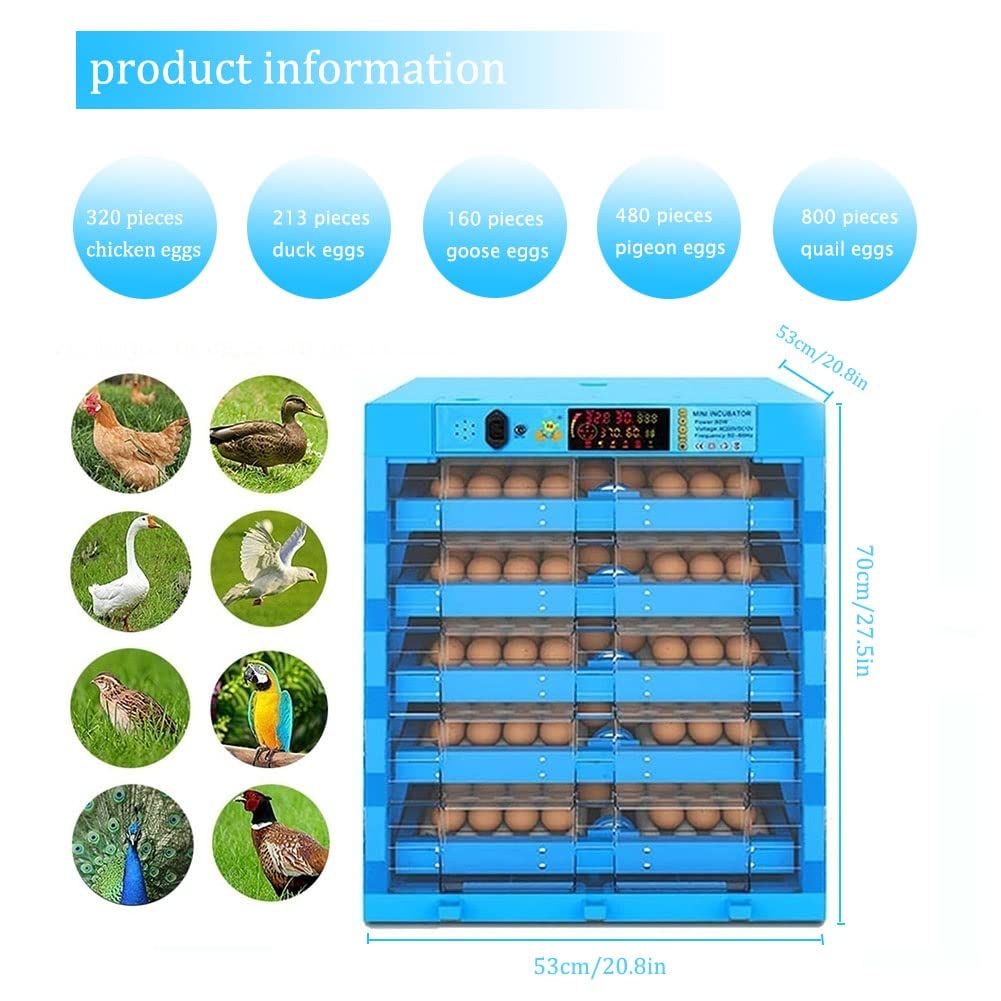 320 Egg Digital Automatic Incubator with LED Display – Poultry Hatcher for Chicken, Duck & Quail Eggs – Precise Temperature & Humidity Control – Perfect for Home Farming & Hobbyists