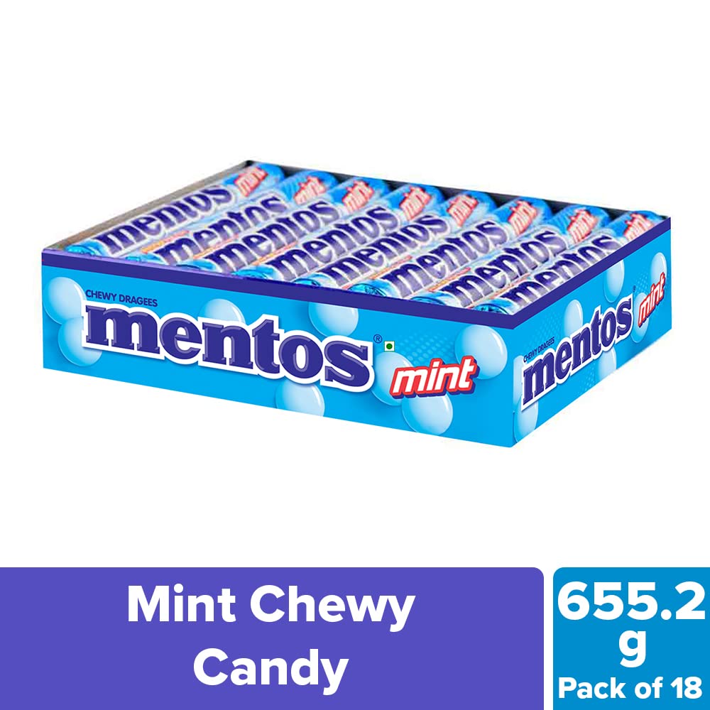 Mentos Chewy Mint Candy Sticks - 18 Pack (655.2g) | Fresh Breath Mints for Office, School & Travel Snacks