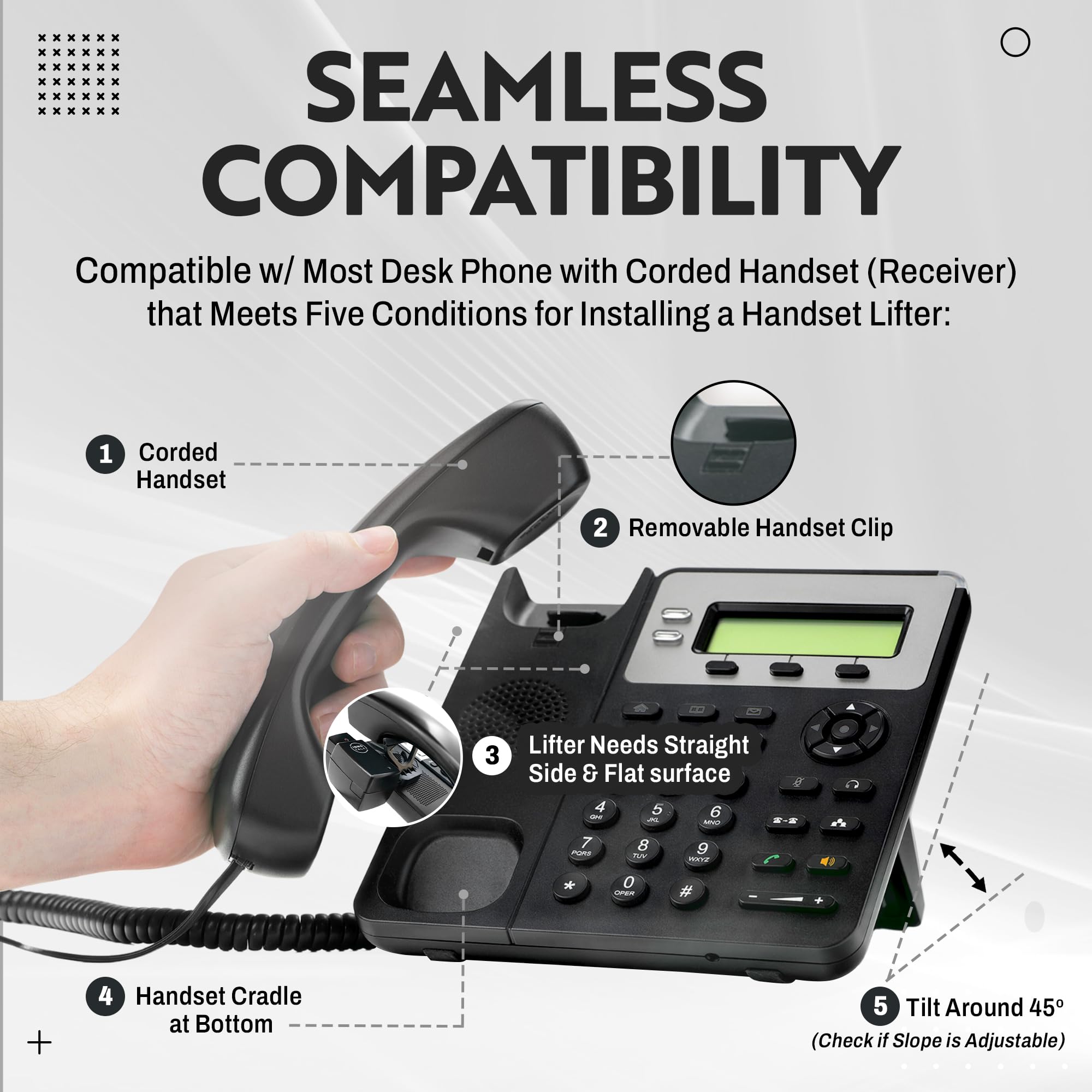 INNOTALK Wireless Headset for Office Phones - Remote Hook On/Off Handset Lifter, 300ft Range Headset for Landline & Corded Phones | Perfect for Call Centers, Reception Desks & Long Business Calls