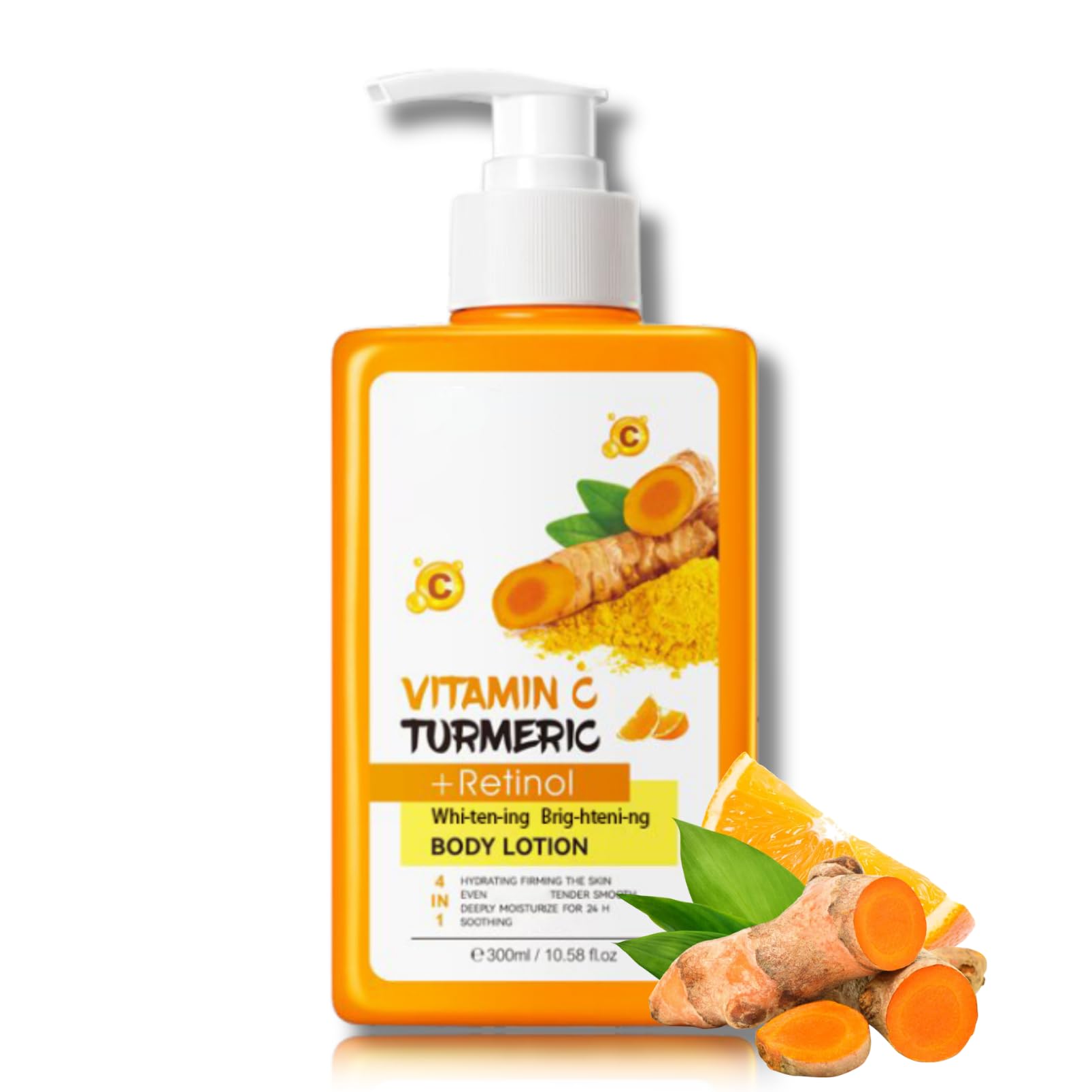 Turmeric Retinol Body Lotion for Women & Men - Moisturizing & Hydrating Dry Skin Cream with Vitamin C - Skin Firming & Tightening Treatment for Day & Night Use - Perfect for Post-Shower, Gym Recovery & Winter Skin Care