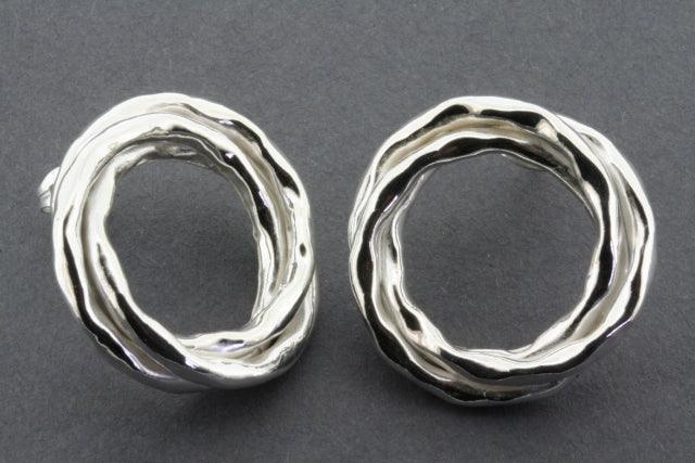 Premium Double Battered Tubular Stud Earrings for Women - Trendy Punk Gothic Jewelry for Parties, Concerts & Everyday Wear