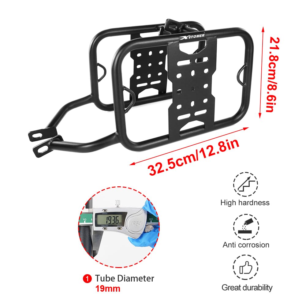 Xitomer Universal Motorcycle Saddlebag Support Racks - Heavy Duty Pannier Racks for Suzuki DR650 (1996-2024) - Durable Side Carrier Brackets for Adventure Touring & Off-Road Riding - Perfect for Long Distance Travel & Camping Gear Storage