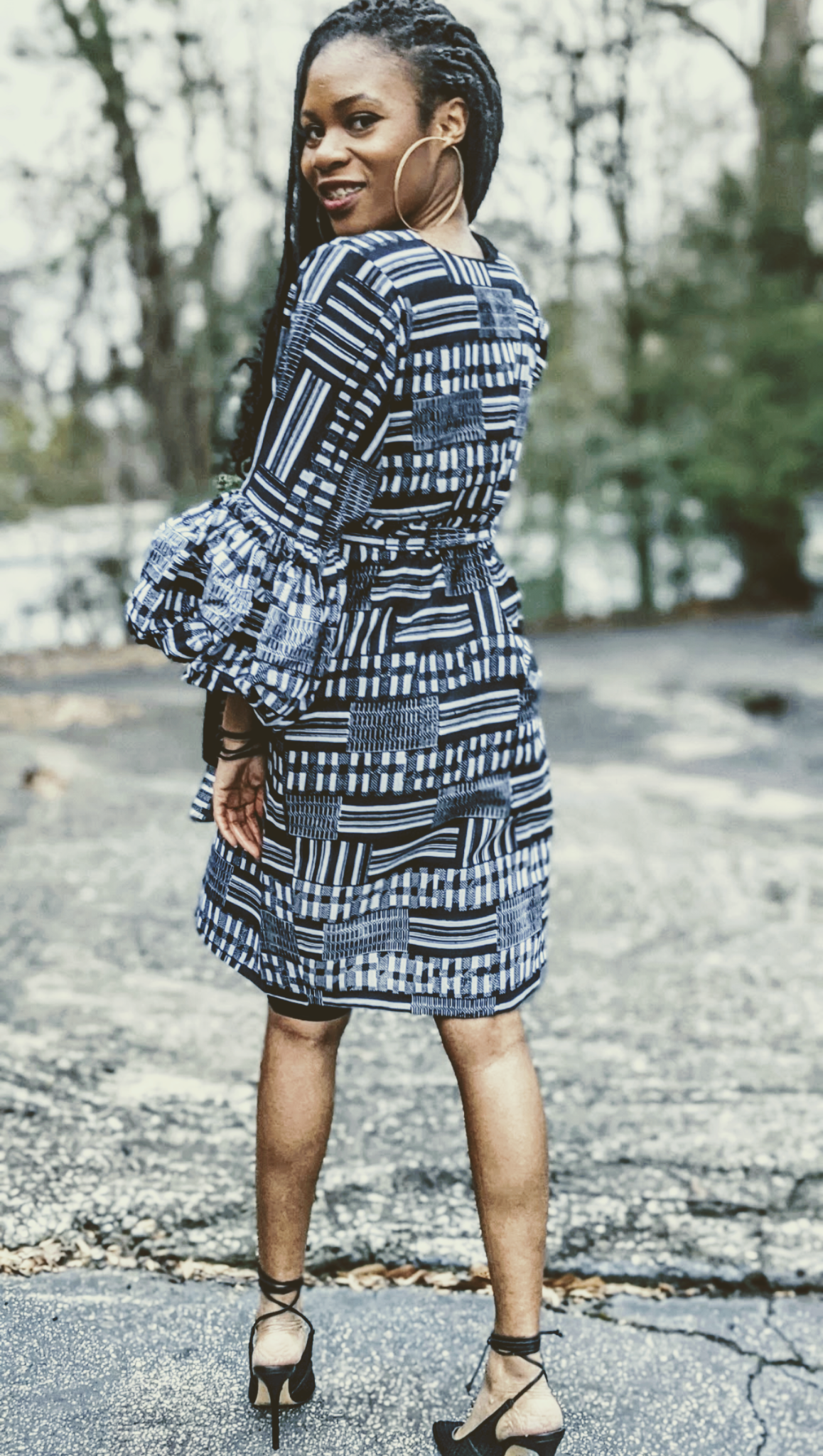 Emma Black White Kente African Print Wrap Dress DPB0795PT - Stylish Summer Casual Wear for Women, Perfect for Beach Vacations, Parties and Cultural Events