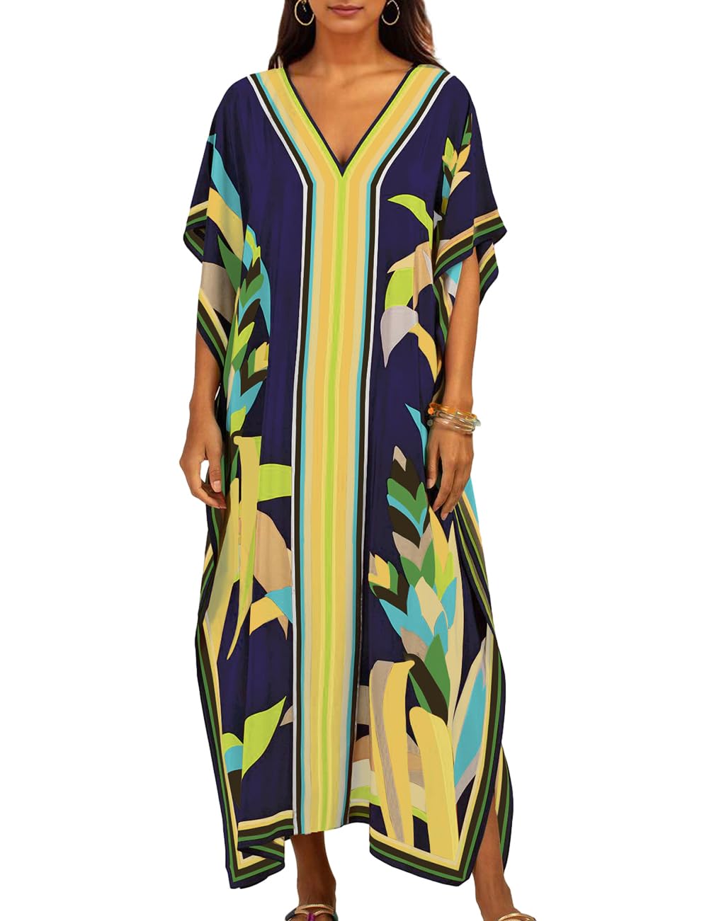 Bsubseach Women's Plus Size Kaftan Dress 2025 - Beach Swimsuit Cover Up, Resort Wear & Boho Caftan for Summer Vacation, Pool Party, and Tropical Getaways