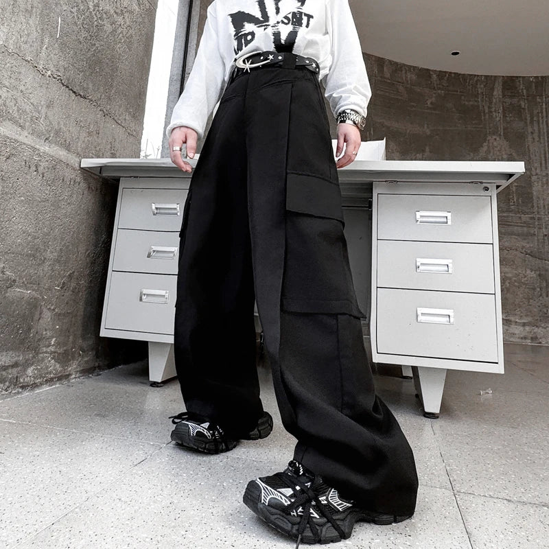 **Men's Cargo Pants for Men - Loose Fit Straight Leg Wide Trousers with Multiple Pockets | Trendy Solid Color Casual Pants | Summer Outdoor Work Travel Hiking**