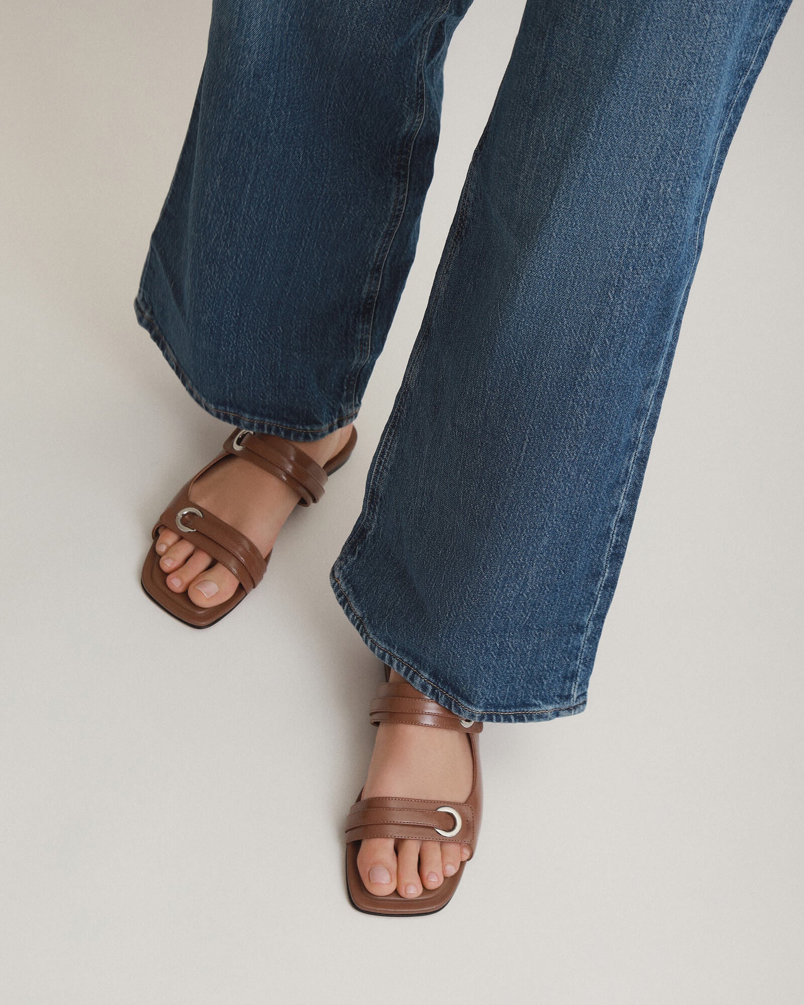 Quinn Flat Sandals for Women - Dark Tan Genuine Leather Comfortable Slides - Perfect for Beach, Vacation & Summer Outfits