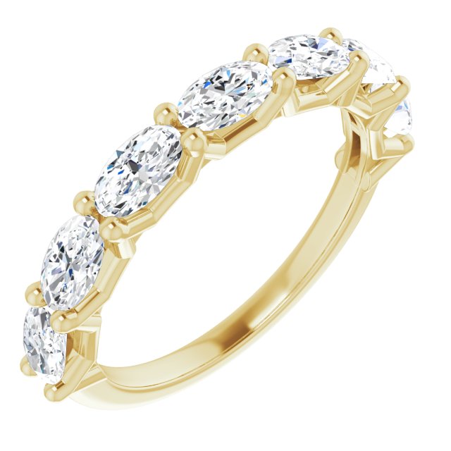 1.47 Carat Oval Cut Diamond Wedding Band - 7 Stone Anniversary Ring for Women - Elegant Bridal Jewelry & Gift for Wife, Engagement, Proposal, or Special Occasions