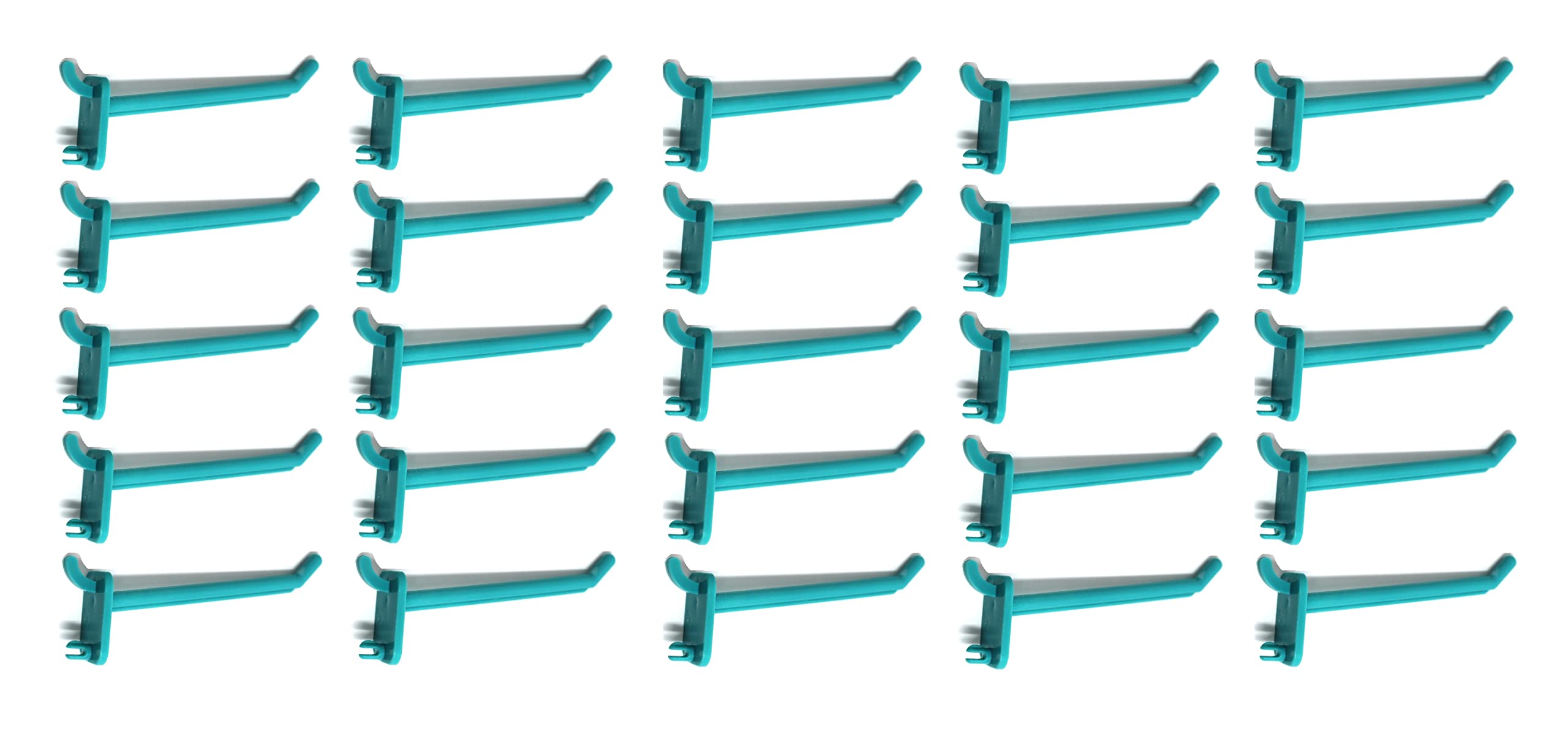 JSP Manufacturing 4 Inch Teal Plastic Pegboard Hooks - Heavy Duty Garage Storage, Tool Organization, Jewelry & Craft Display (Pack of 100) - Perfect for Workshop, Retail Displays & DIY Projects