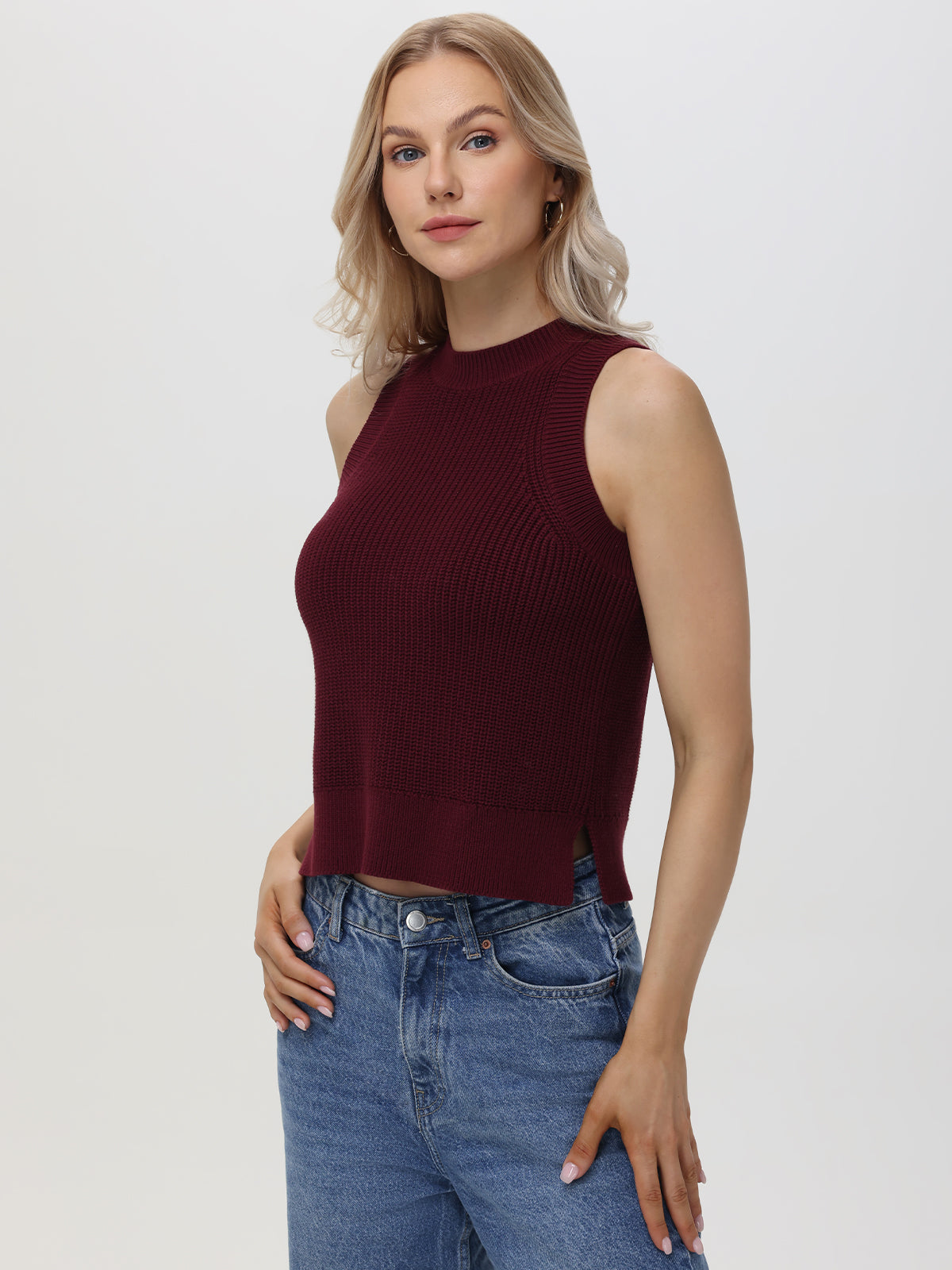 Demi High Crewneck Cotton Tank Top for Women - Soft Breathable Summer Casual Wear - Perfect for Yoga, Gym, and Everyday Outfits