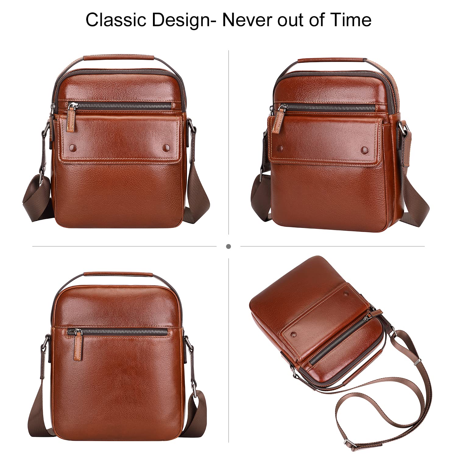 Genuine Leather Crossbody Bag for Men - Small Messenger Bag with Multiple Pockets - Perfect for Travel, Work & Everyday Carry
